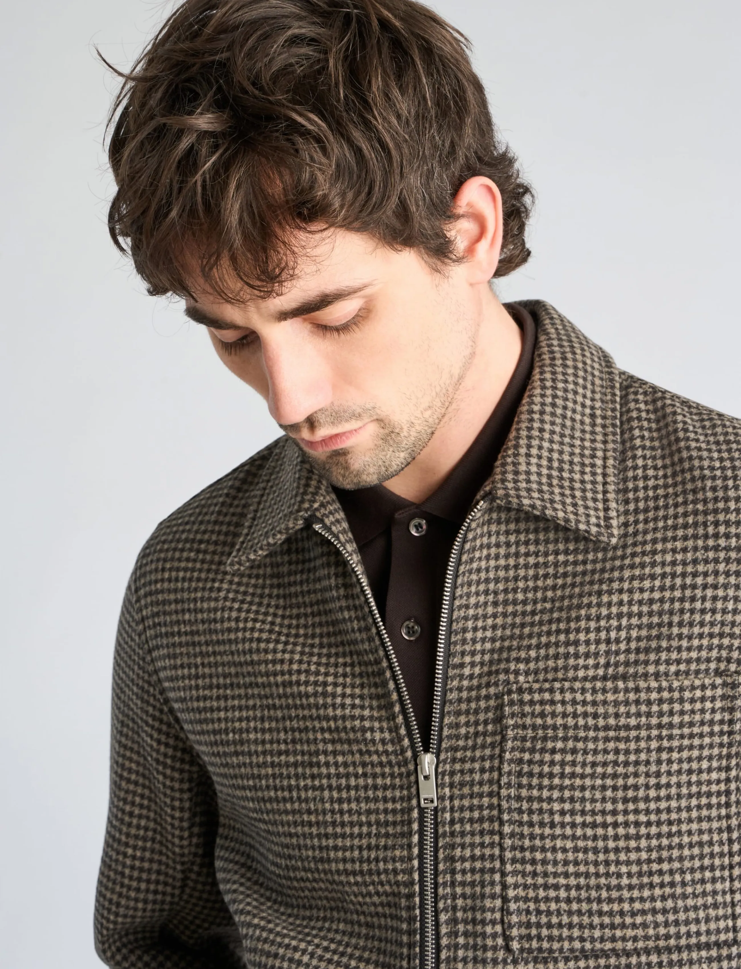Lindbergh - Houndstooth overshirt - jackor - dk brown mix - 5