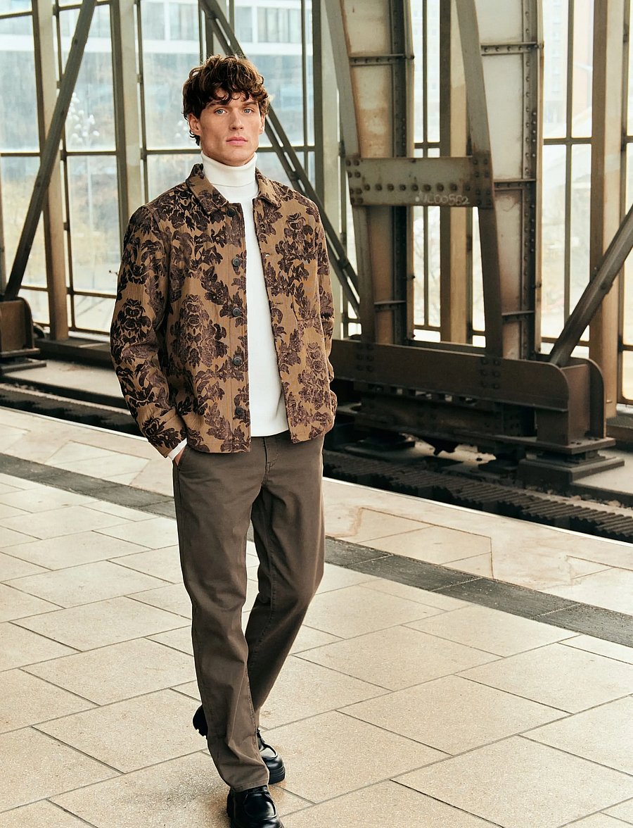 Lindbergh - Jacquard overshirt - kollektsioonid - dusty brown - 0
