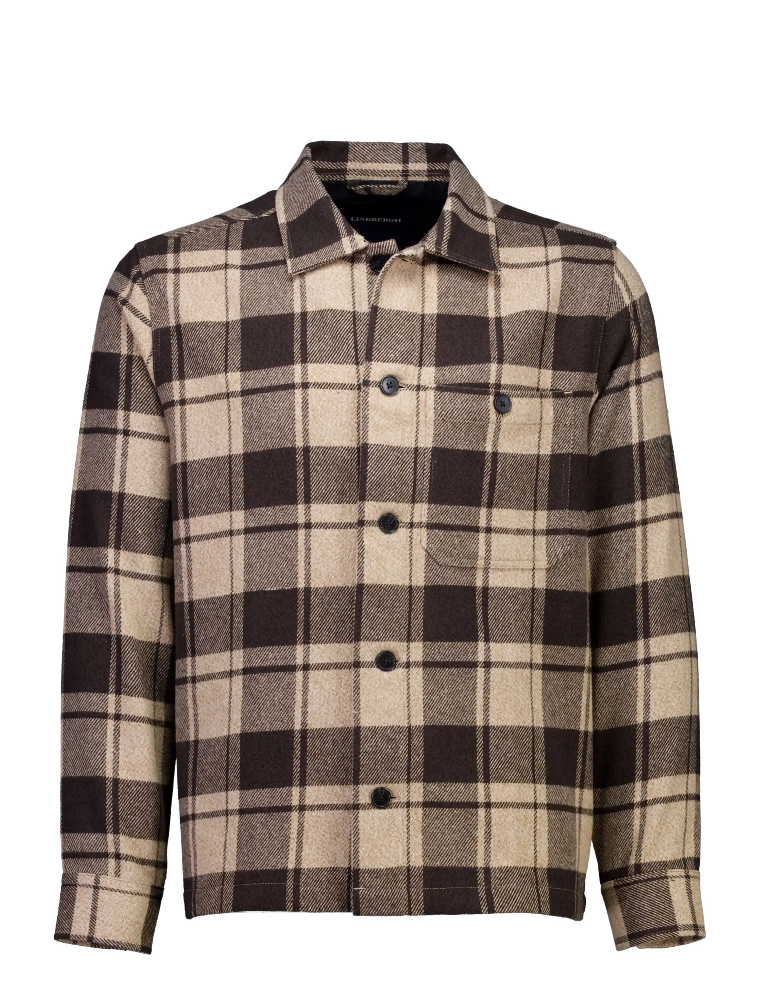 Lindbergh - Check overshirt L/S - dk brown - 1