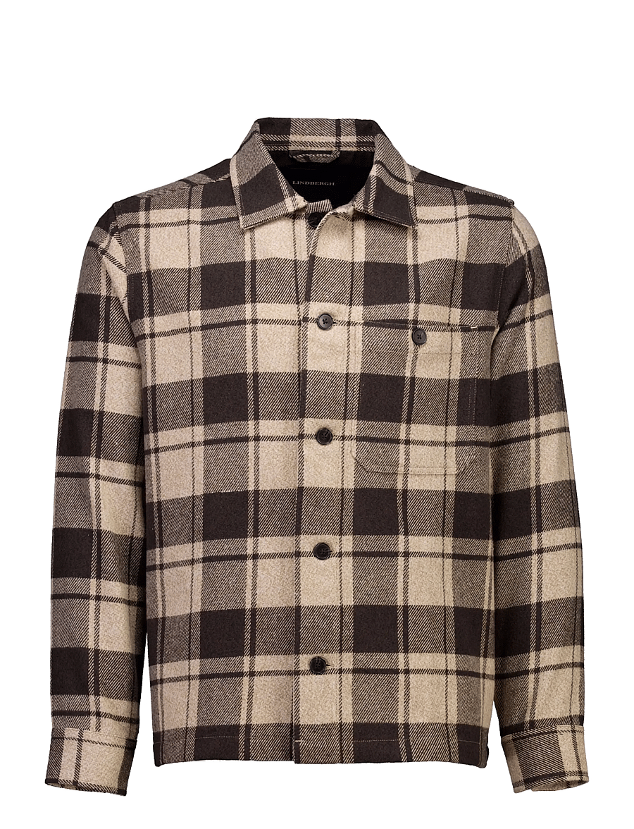 Lindbergh - Check overshirt L/S - dk brown - 1