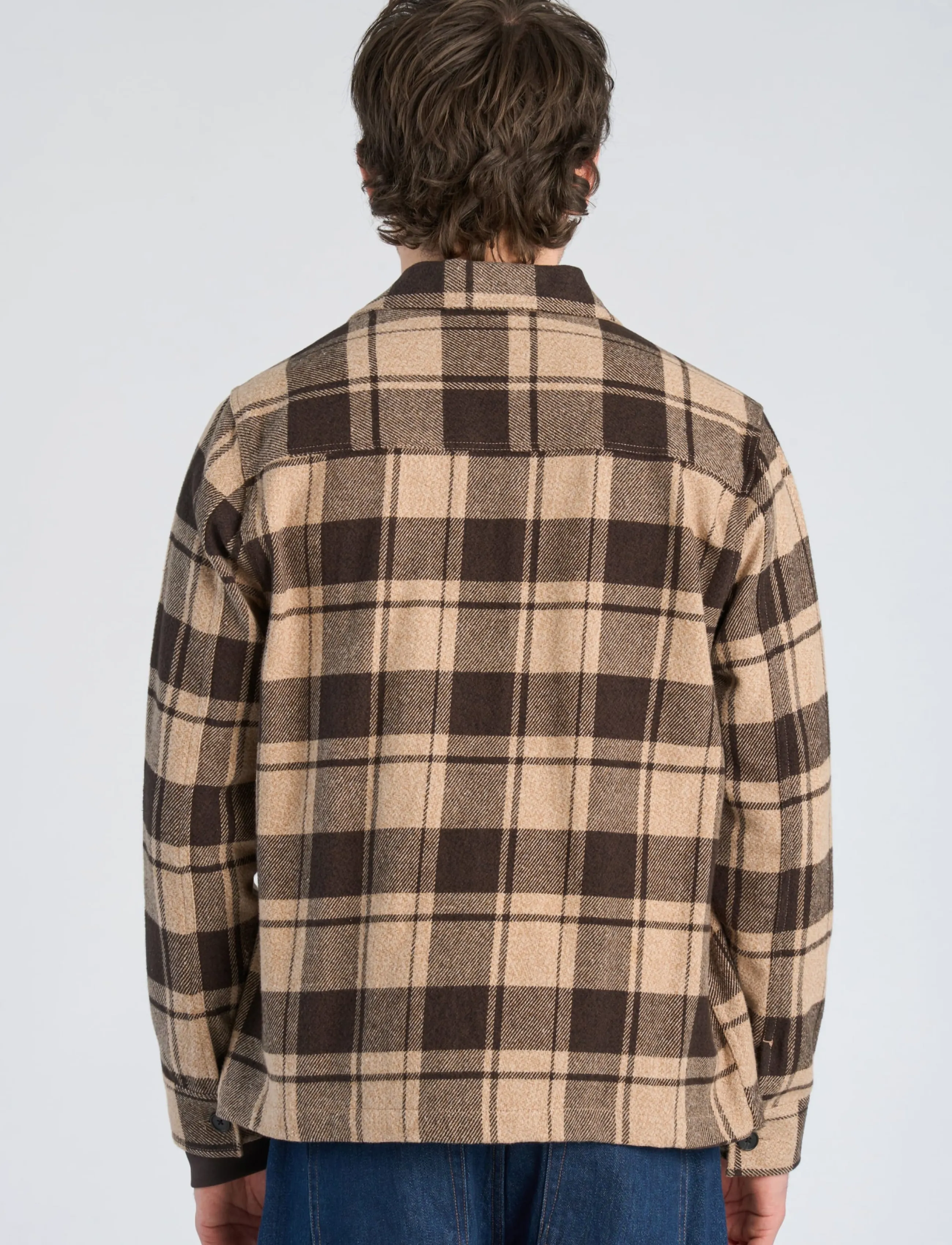 Lindbergh - Check overshirt L/S - dk brown - 4