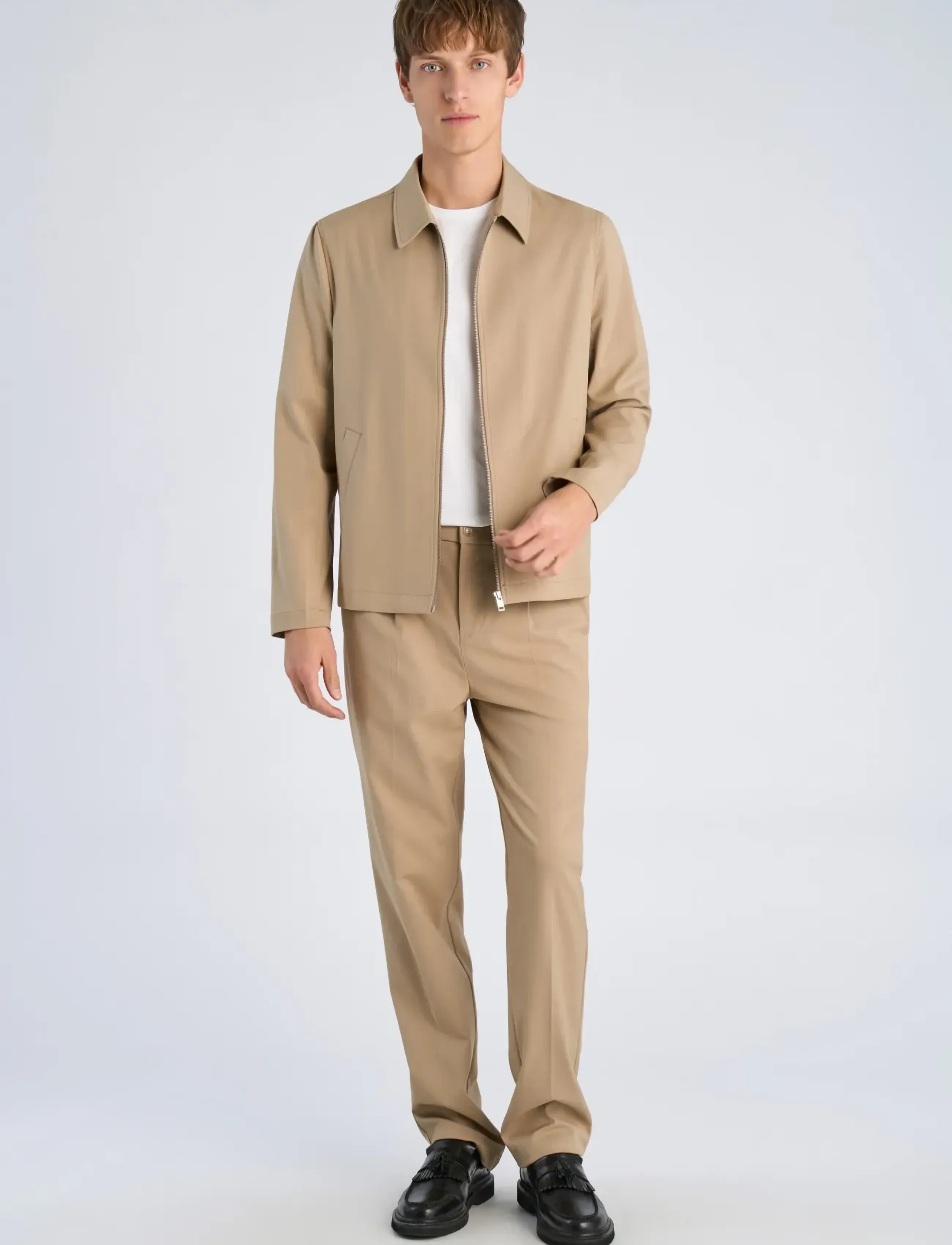 Lindbergh Stretch Twill Blouson, L, Jackets, Beige - Light Männerswear