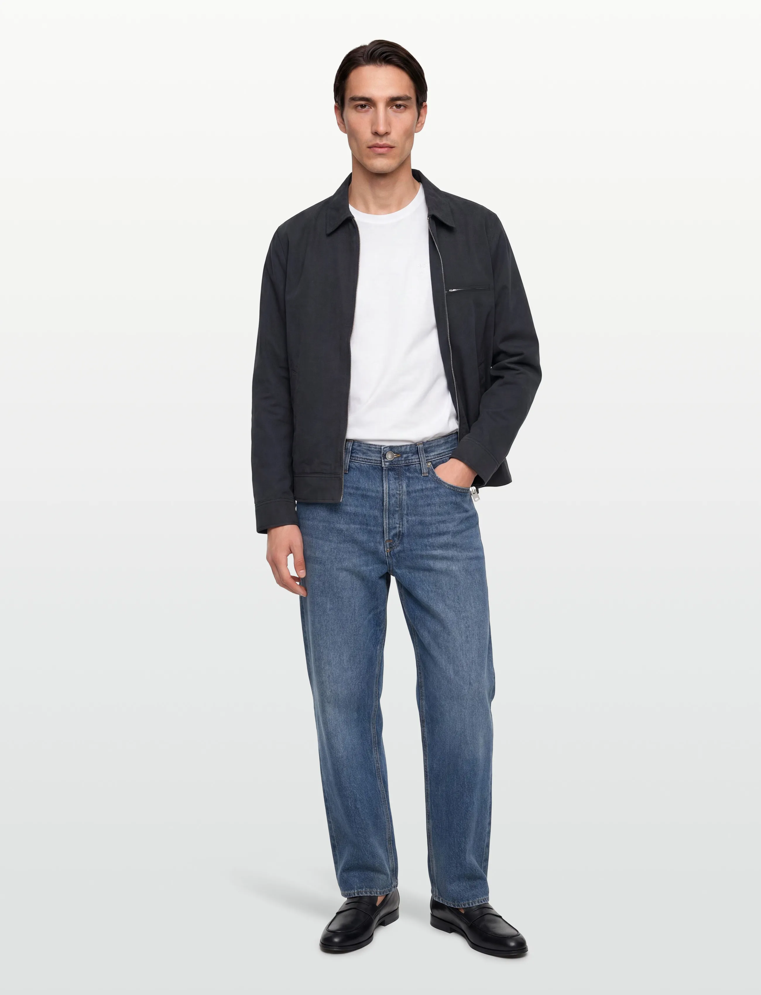 Lindbergh Zip Through Jacket, L, Jackets, Marineblau - Light Männerswear
