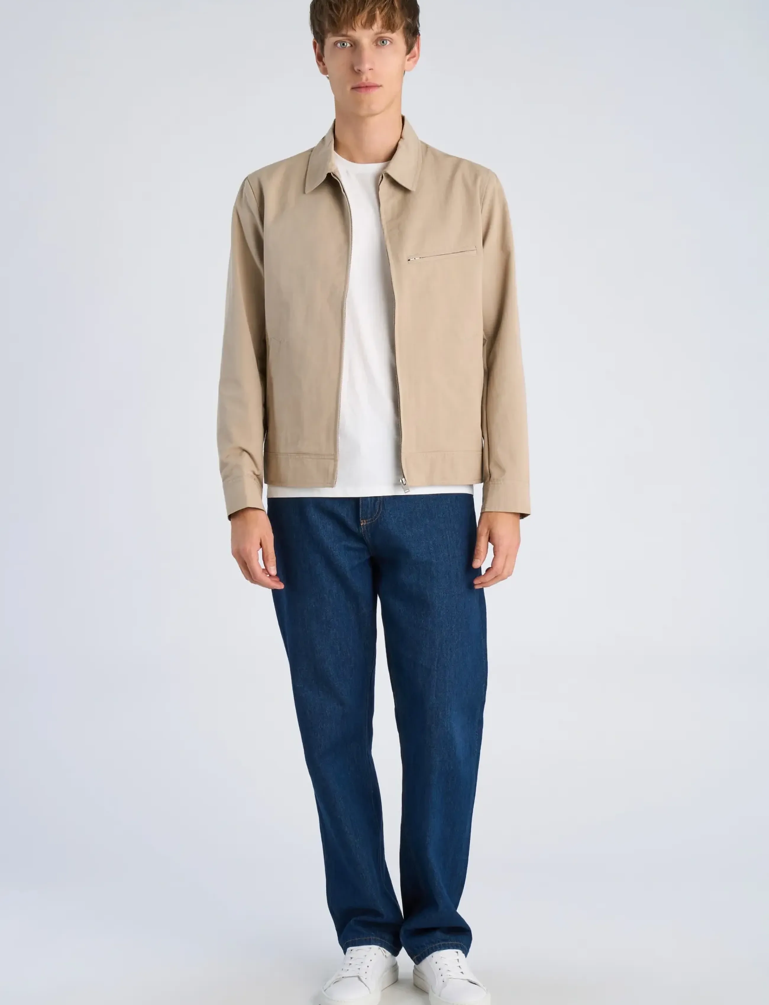 Lindbergh Zip Through Jacket, XXL, Jackets, Beige - Light Männerswear