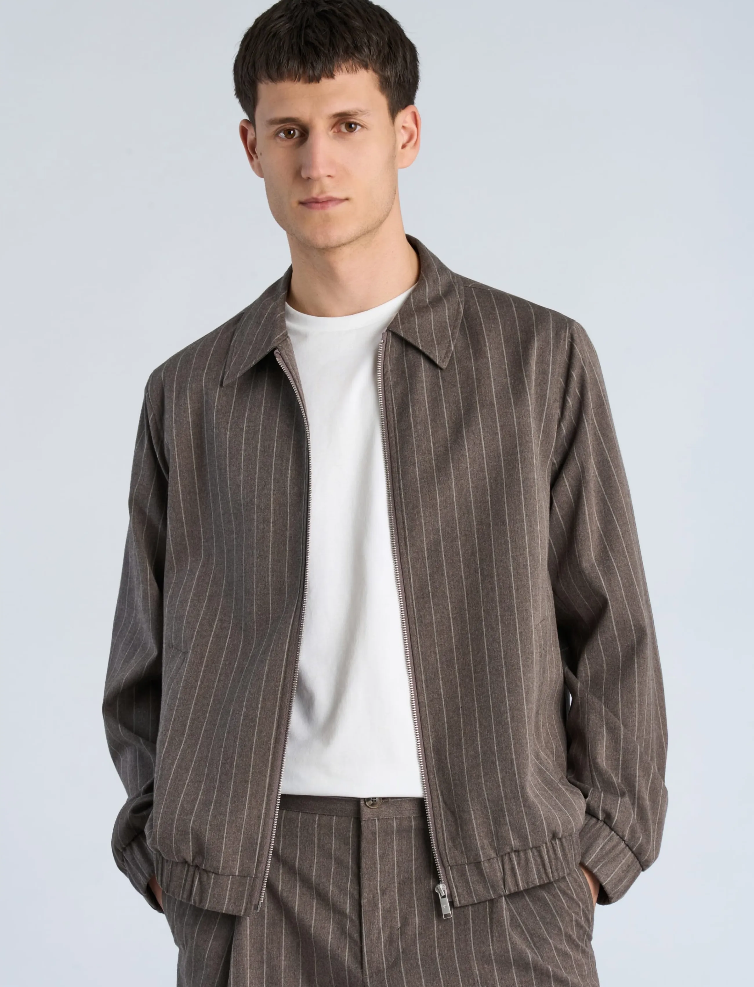 Lindbergh - Stretch stripe blouson - höstjackor - brown - 3