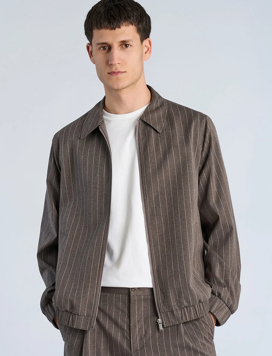 Lindbergh - Stretch stripe blouson - höstjackor - brown - 3