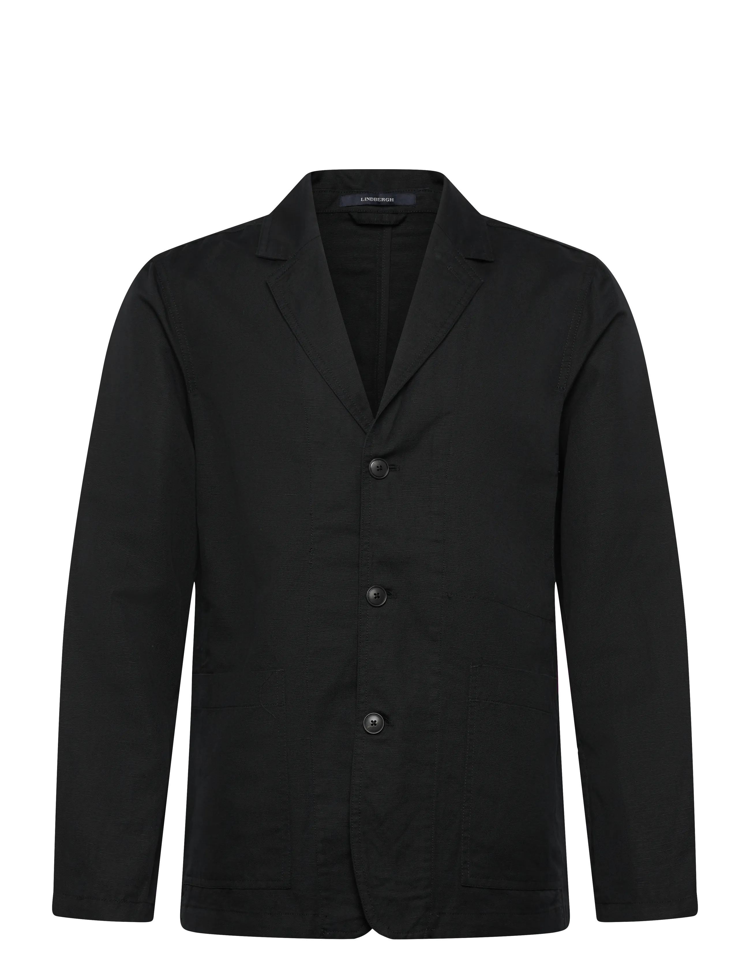 Lindbergh Linen blend casual blazer - Ühe rinnatisega pintsakud - BLACK / black