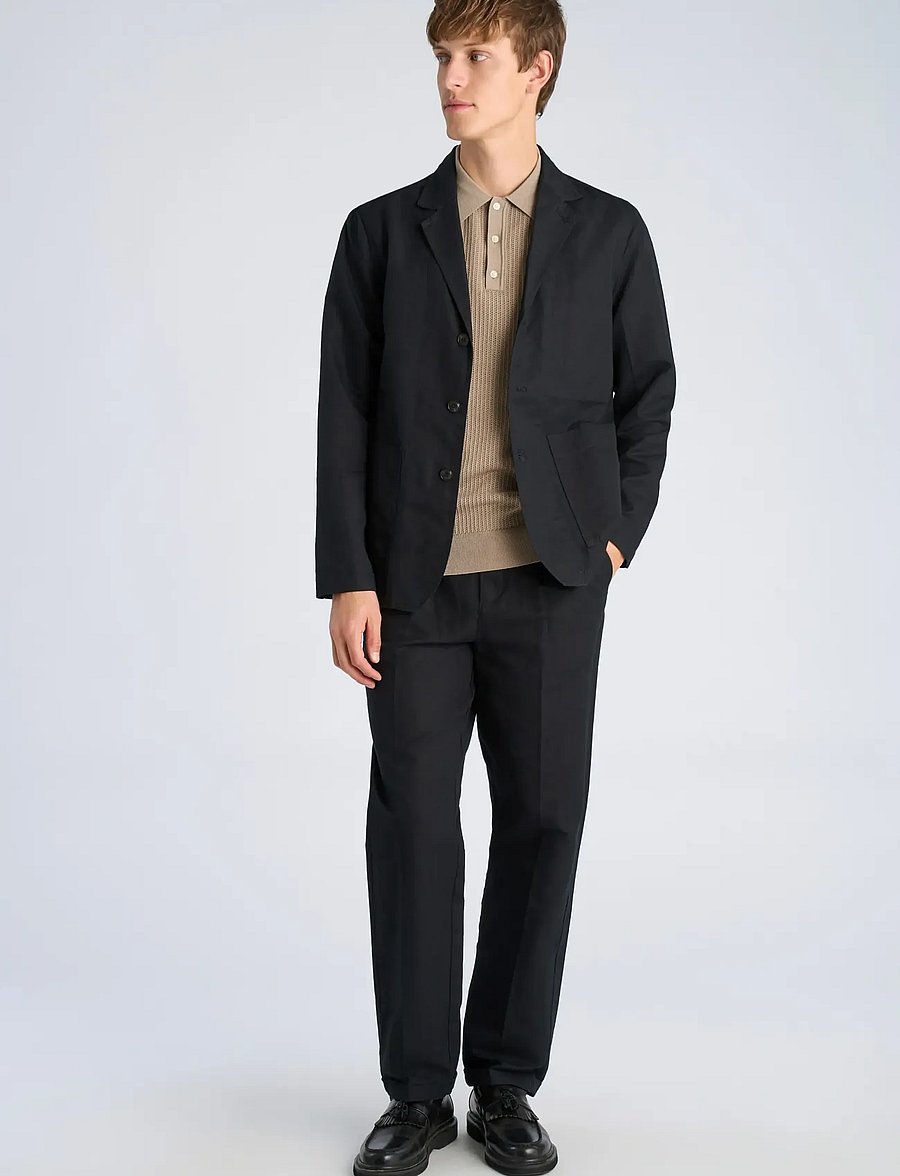 Lindbergh - Linen blend casual blazer - enkelknäppta kavajer - black - 0