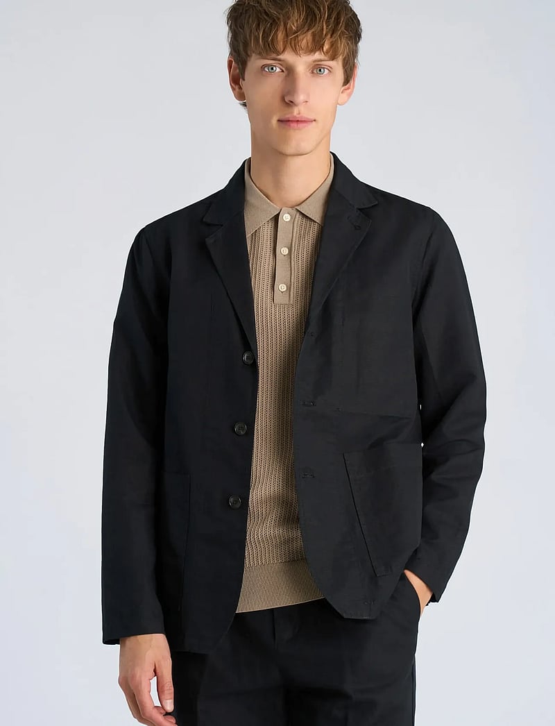 Lindbergh - Linen blend casual blazer - black - 3
