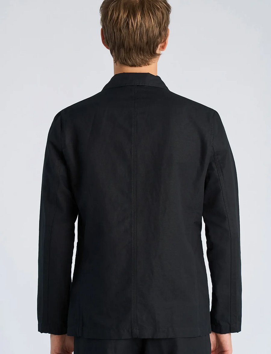 Lindbergh - Linen blend casual blazer - enkelknäppta kavajer - black - 4