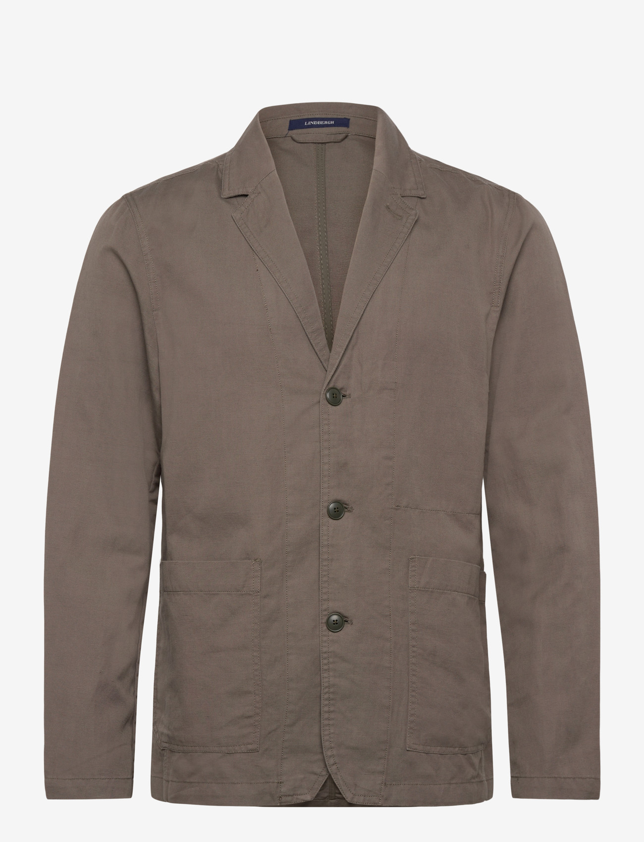 Lindbergh - Linen blend casual blazer - blazers à boutonnage simple - dk olive - 1