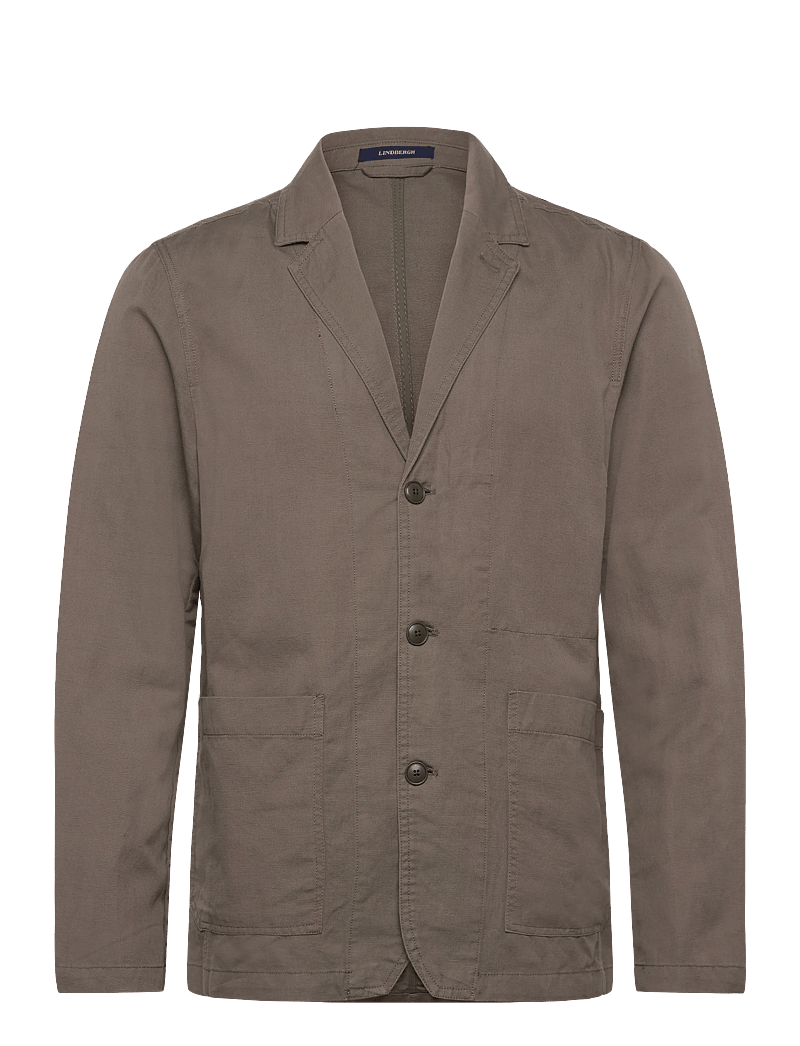 Lindbergh - Linen blend casual blazer - blazers à boutonnage simple - dk olive - 1