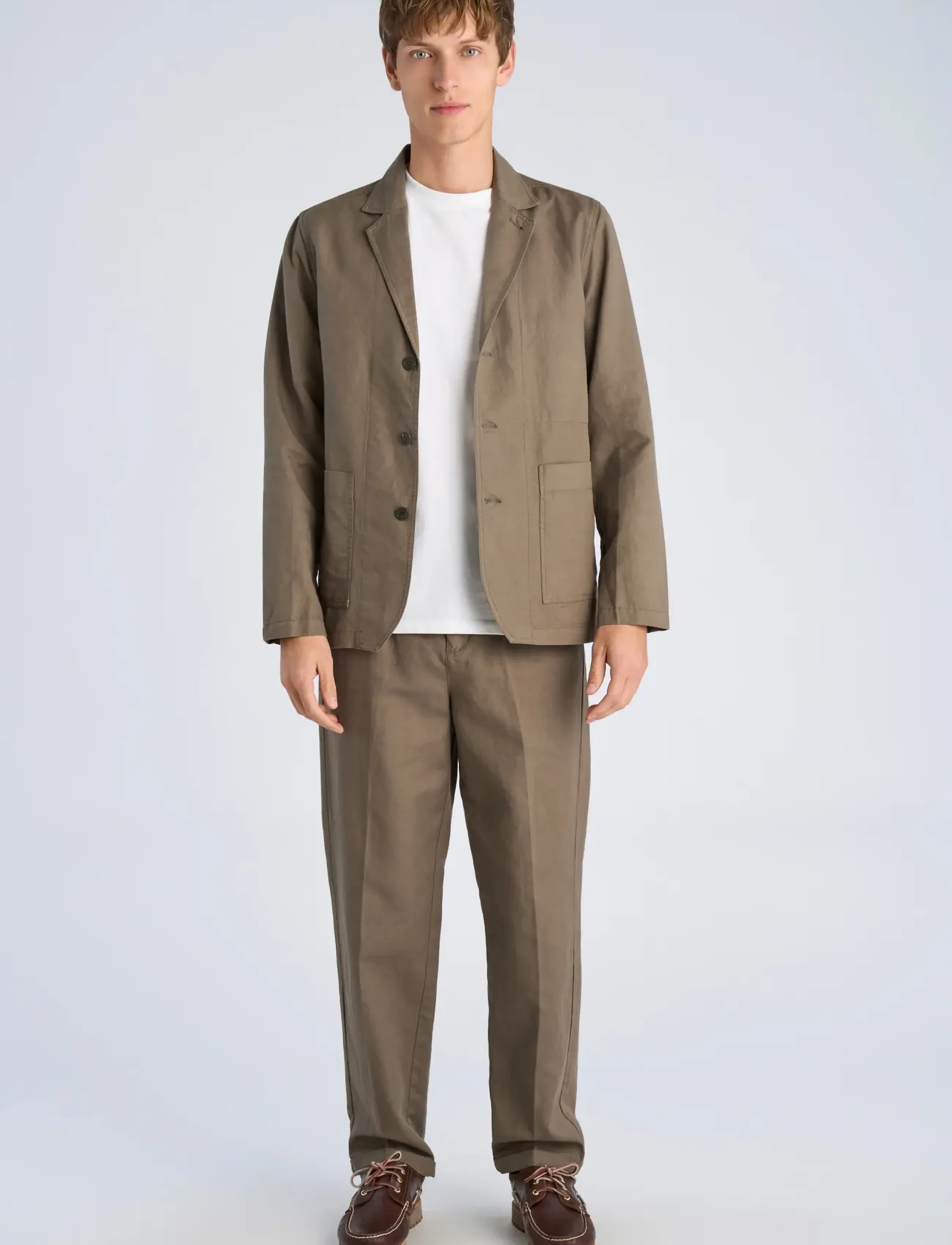 Lindbergh Linen blend casual blazer - Kolekcijos - DK OLIVE / khaki/green