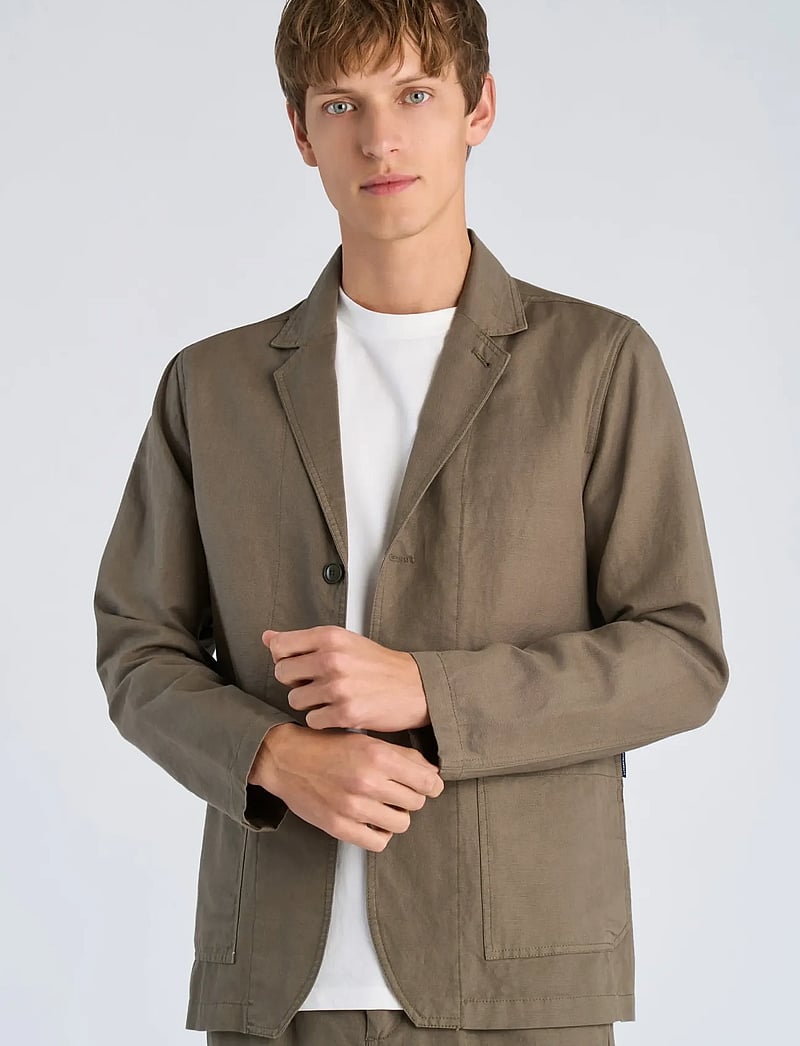 Lindbergh - Linen blend casual blazer - blazers à boutonnage simple - dk olive - 3