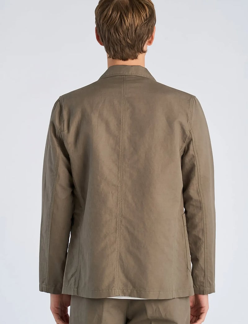 Lindbergh - Linen blend casual blazer - blazers à boutonnage simple - dk olive - 4