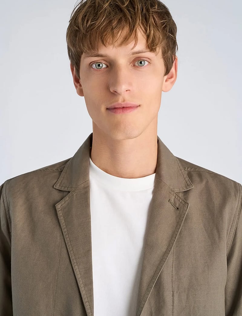 Lindbergh - Linen blend casual blazer - blazers à boutonnage simple - dk olive - 5
