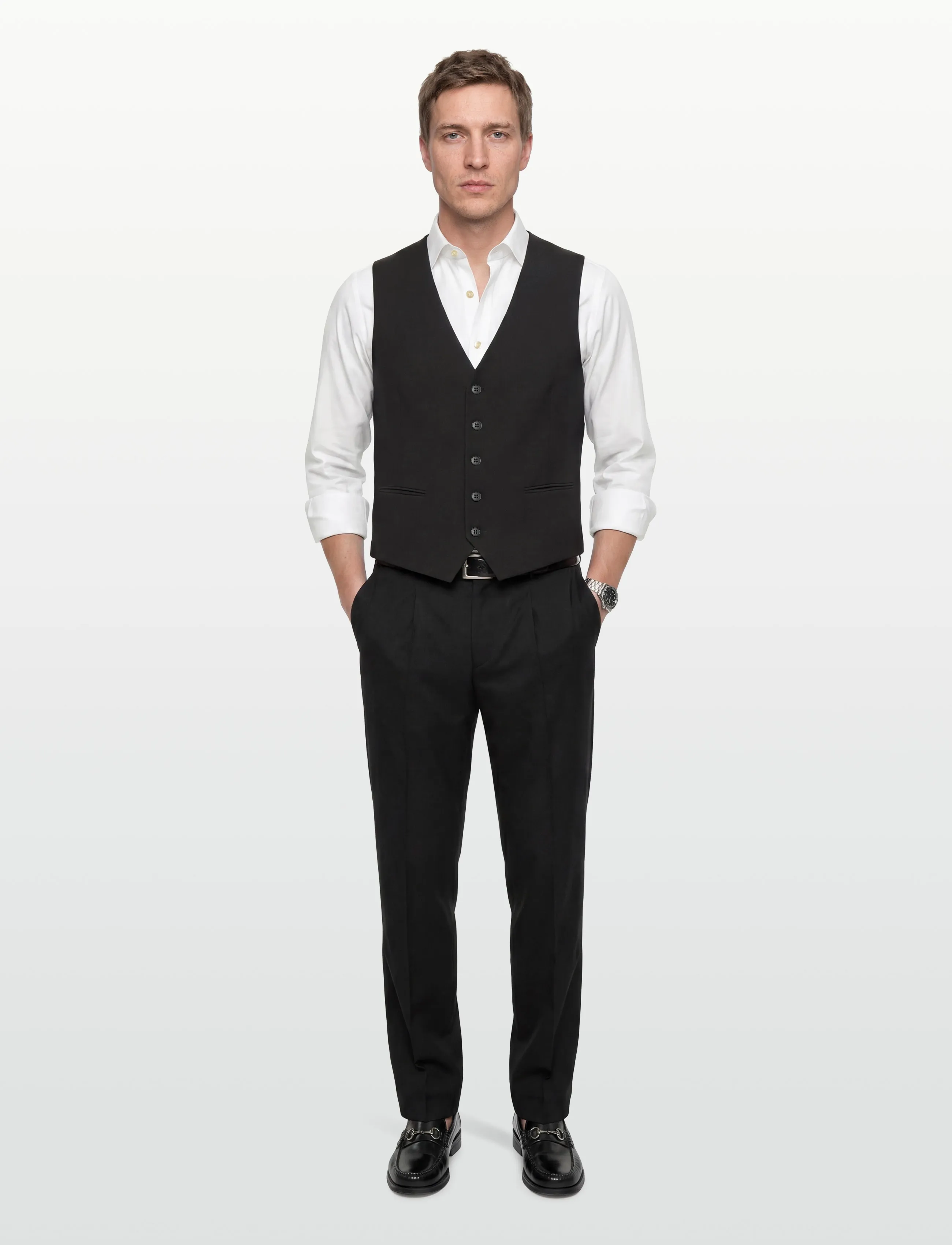 Lindbergh Superflex Relaxed Waistcoat, XS, Black, Suits & Blazere > Waistcoats, Herre