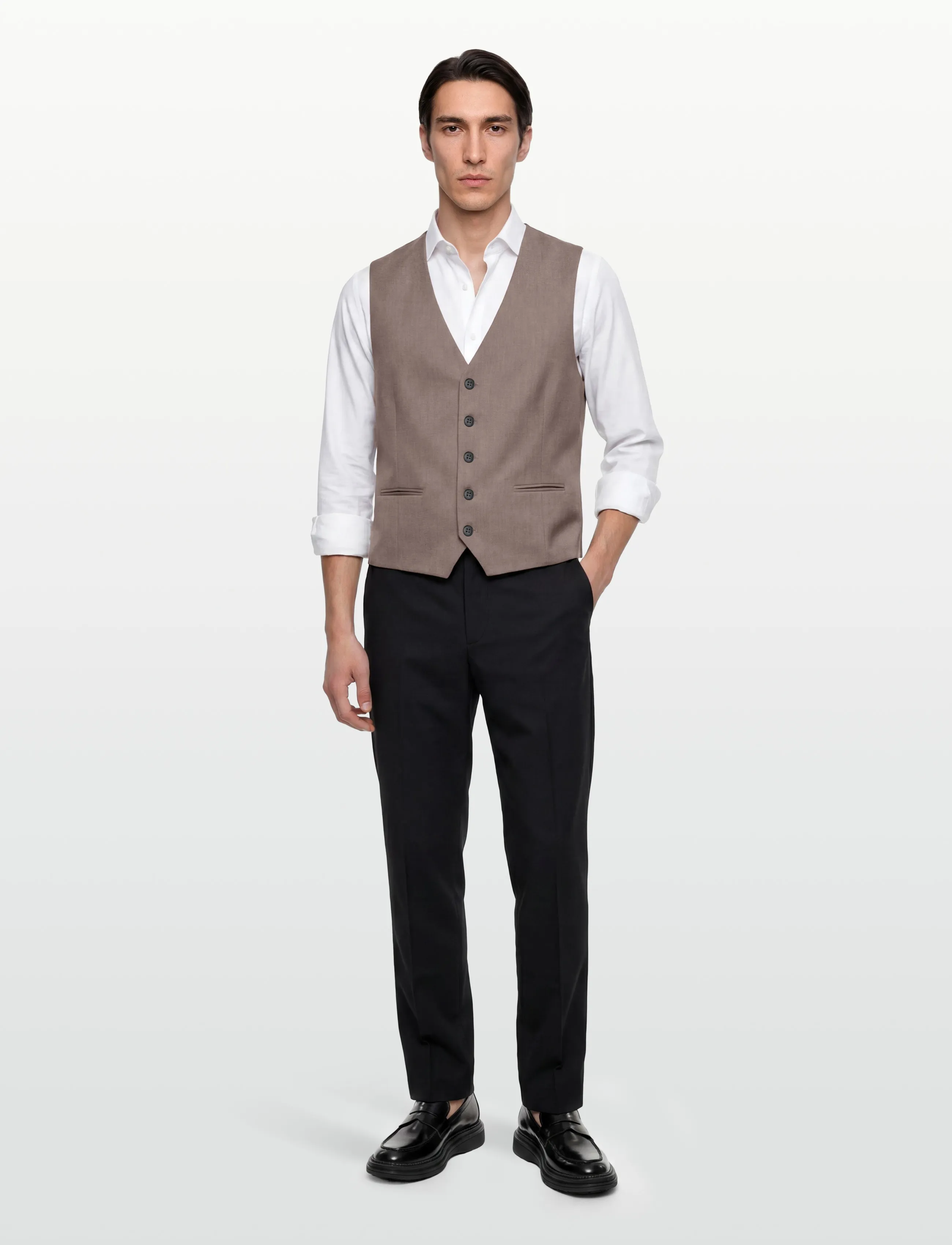 Lindbergh Superflex Relaxed Waistcoat, L, Beige, Suits & Blazere > Waistcoats, Herre