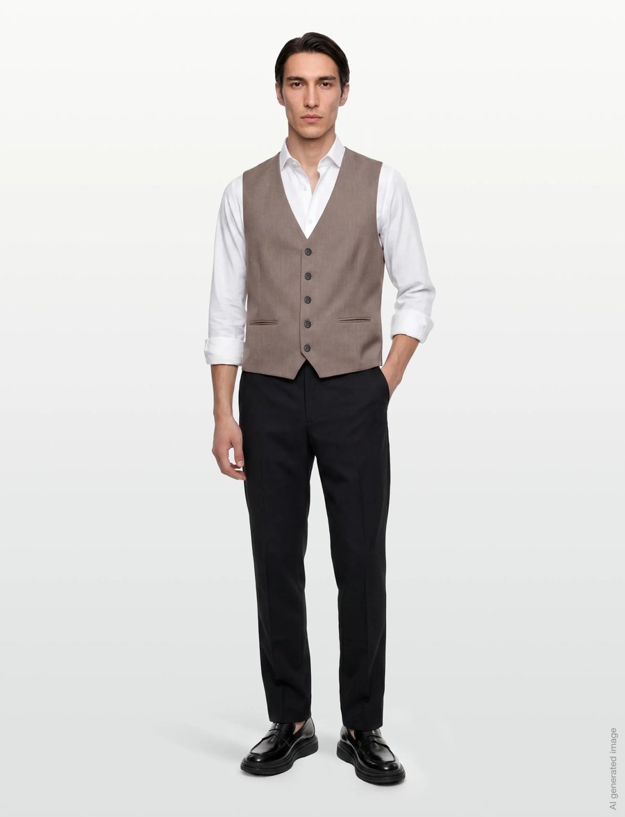 Lindbergh - Superflex relaxed waistcoat - västar - deep sand mel - 0