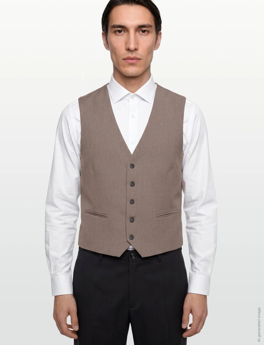 Lindbergh - Superflex relaxed waistcoat - västar - deep sand mel - 3