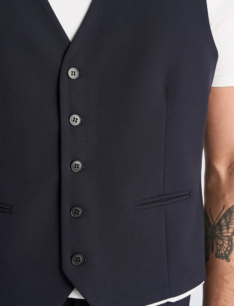 Lindbergh - Superflex relaxed waistcoat - västar - navy - 0