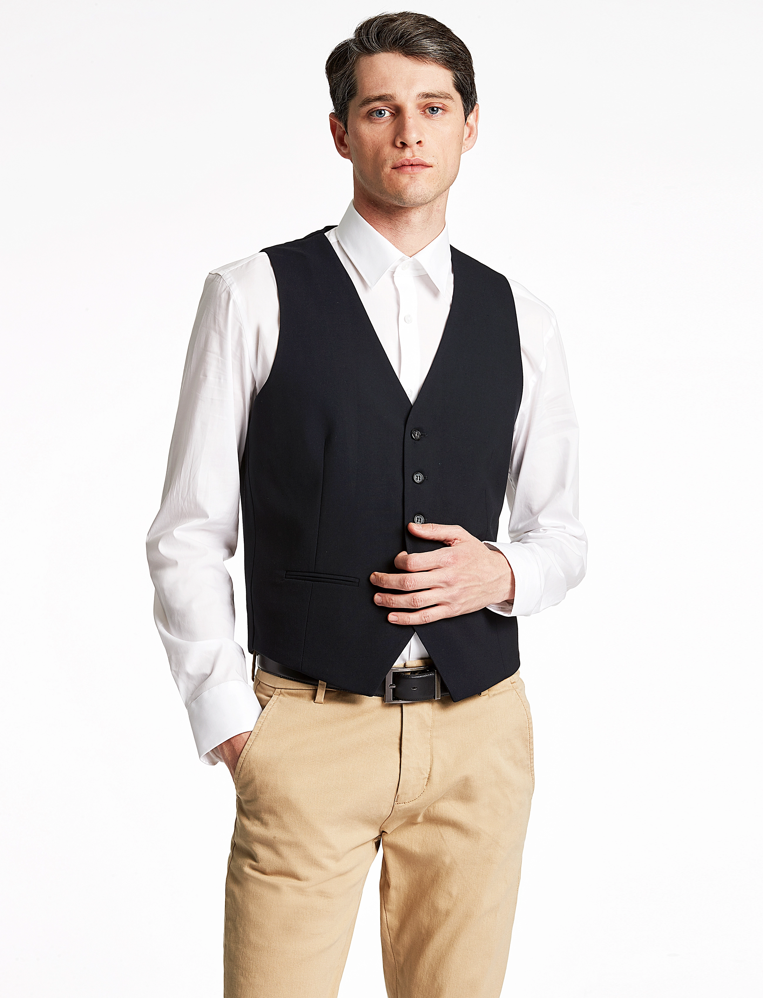 Lindbergh Mens Waistcoat For Suit, 50, Blue, Suits & Blazere > Waistcoats, Herre