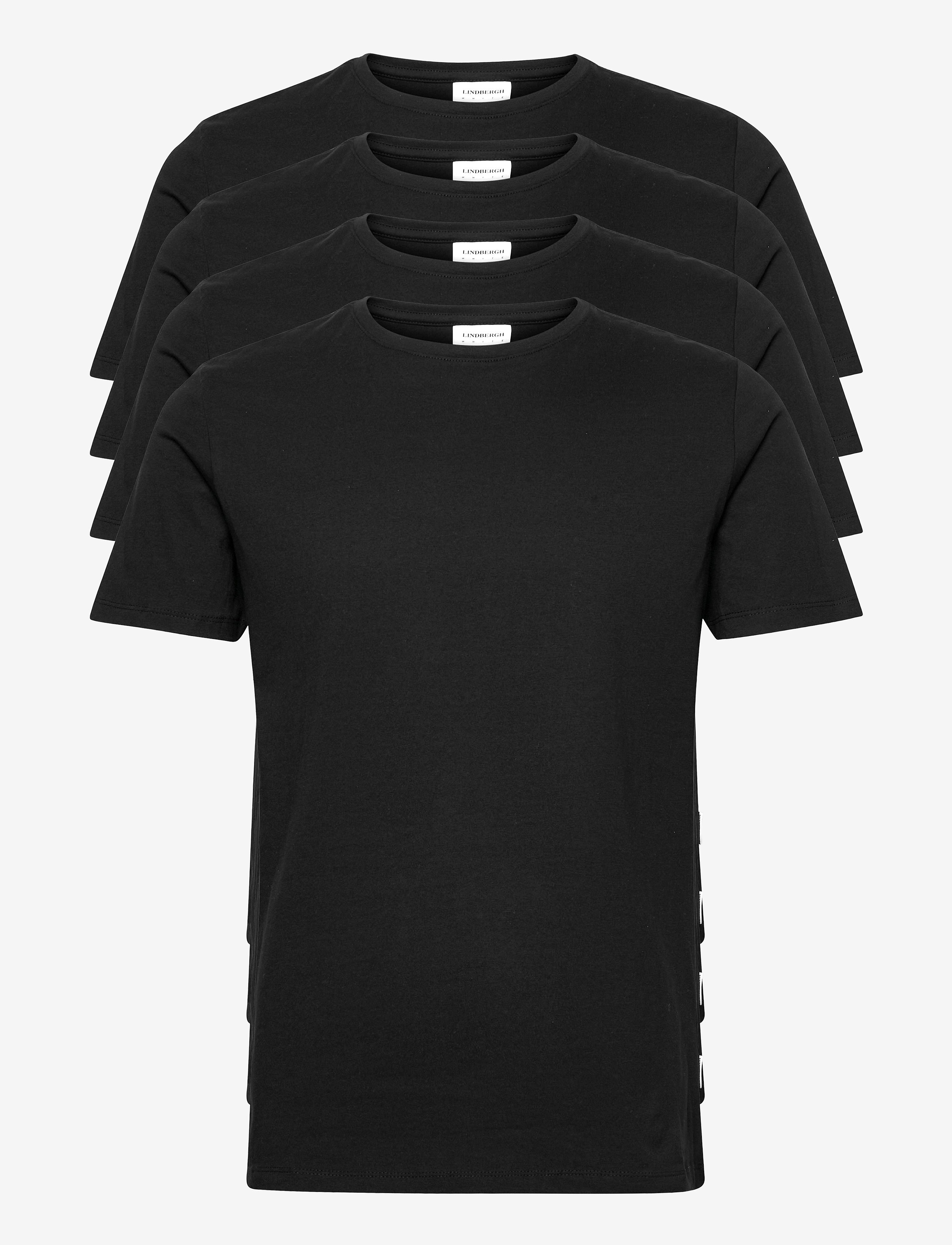 Lindbergh 4Pk Basic Tee S/S, Mænd, Basic Kortærmet T-shirt Multipakke, Sort, Str: XXL