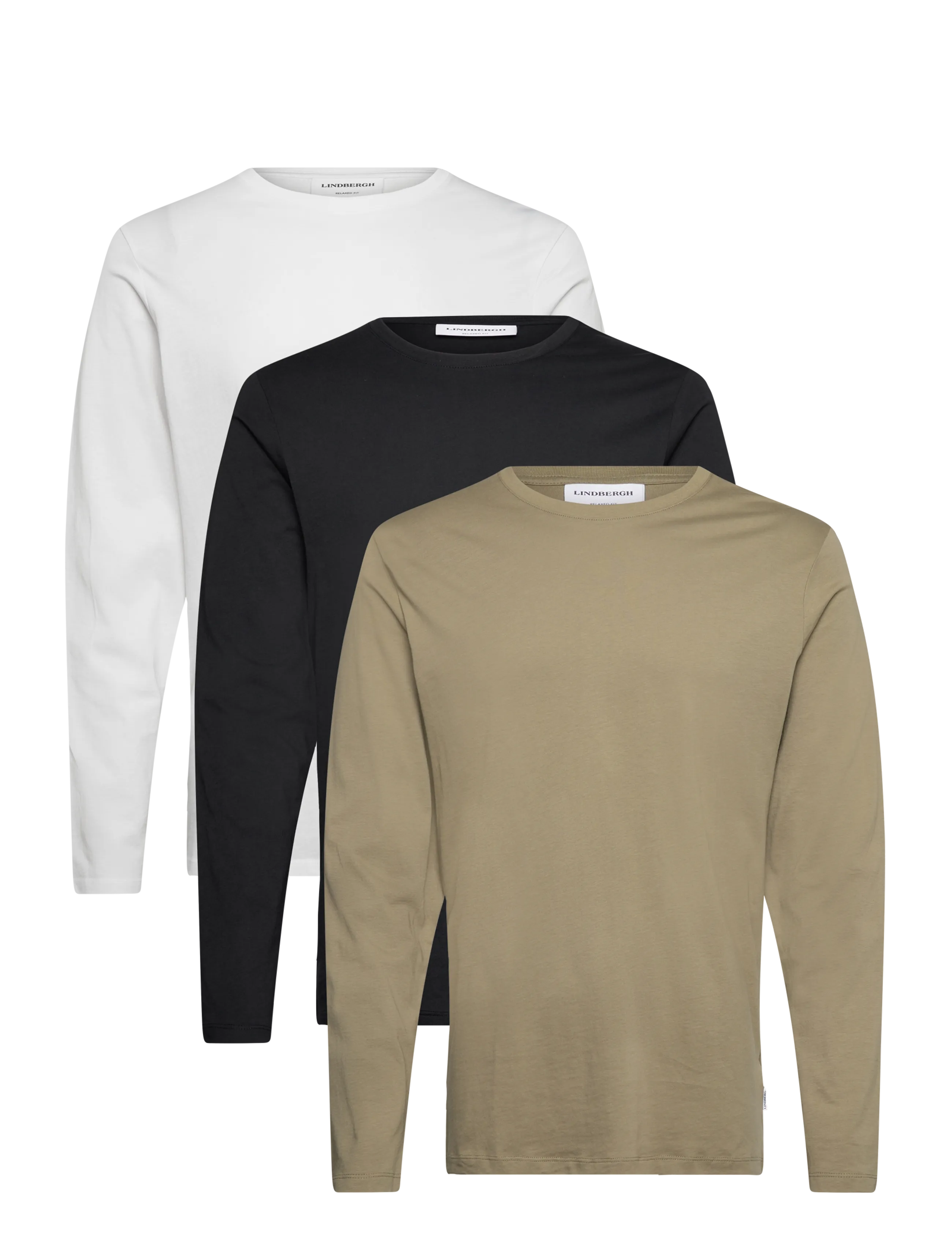 Lindbergh 3-Pack Basic Tee L/S, M, T-shirts, Mehrfarbig/gemustert - Long-sleeved, Männerswear