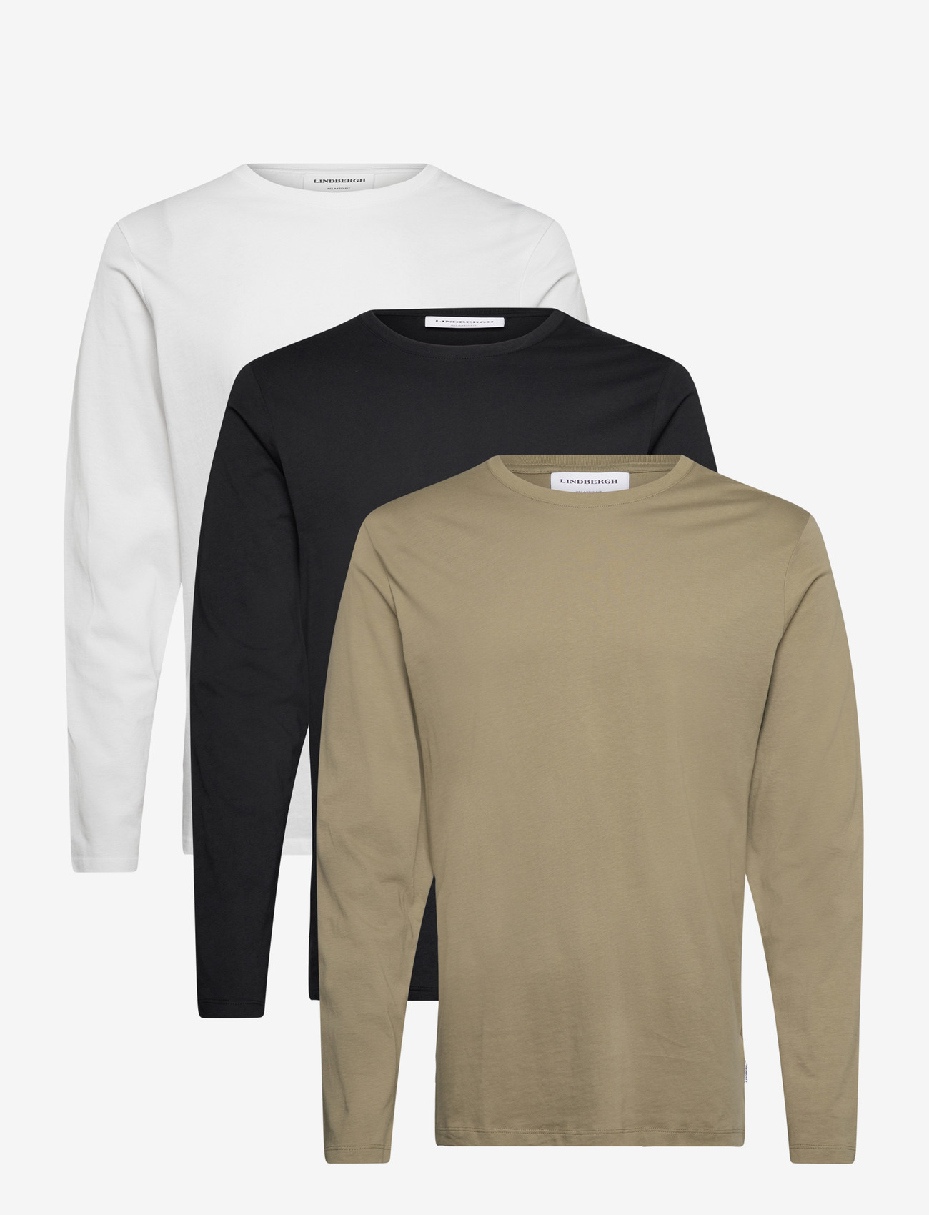 Lindbergh - 3PK basic tee L/S - long-sleeved t-shirts - bl-wh-ar - 0