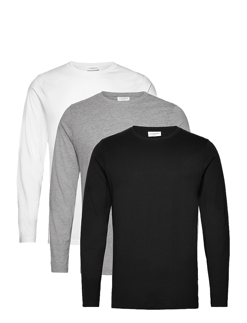 Lindbergh - 3PK basic tee L/S - långärmade t-shirts - bl-wh-gr - 0
