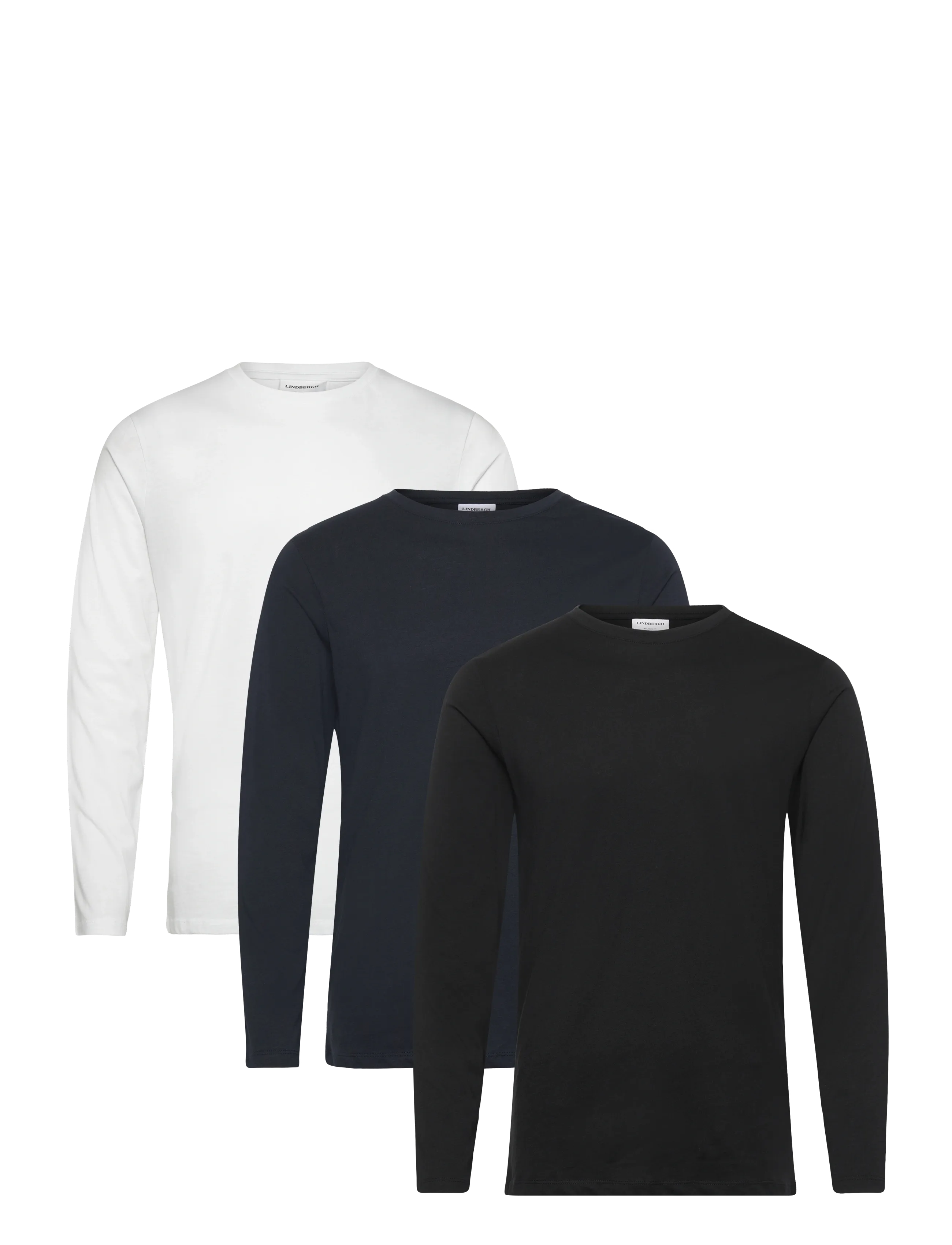 Lindbergh 3PK basic tee L/S - T-Shirts - BL-WH-NA / multi