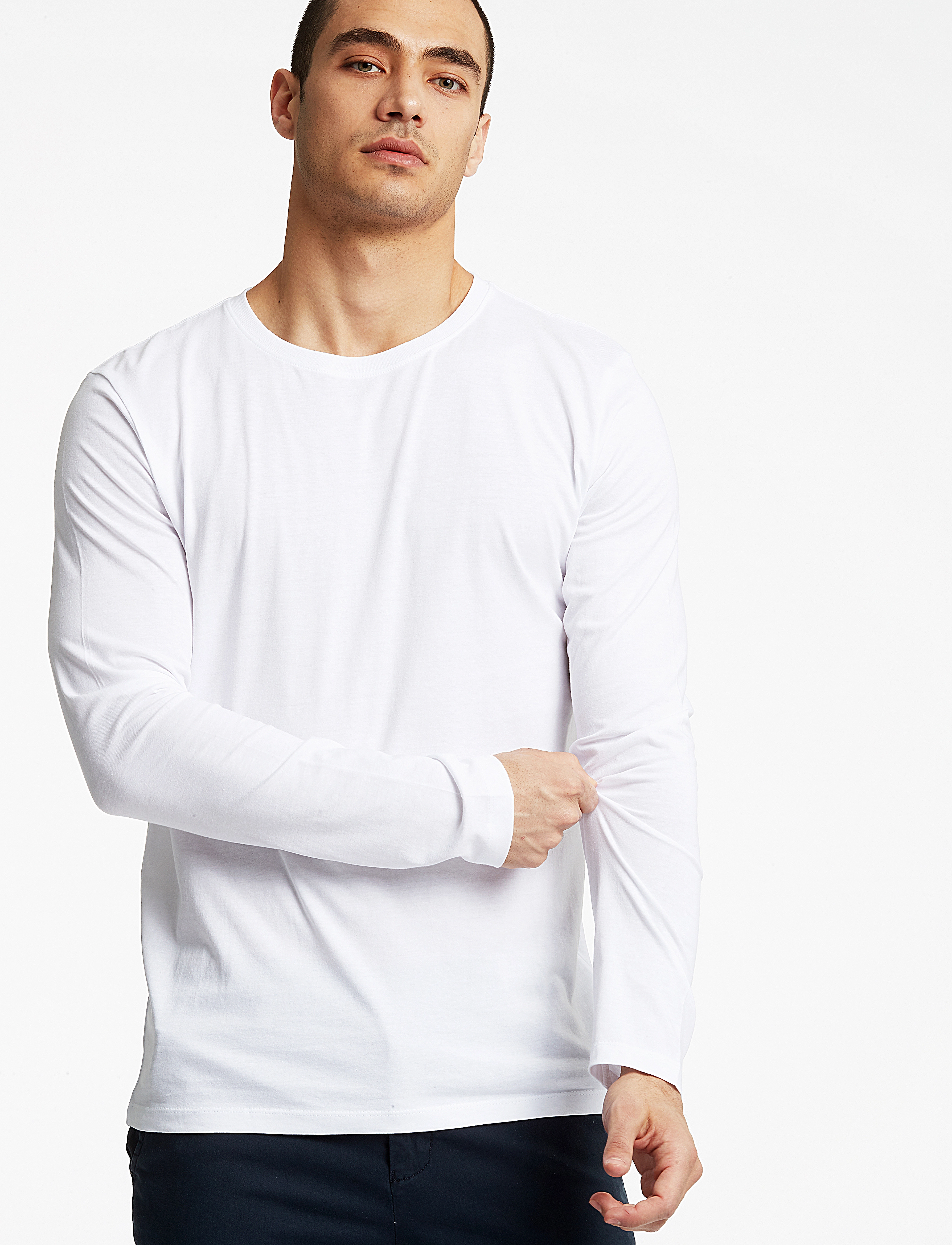 Lindbergh 3-Pack Basic Tee L/S, Mænd, Basic Langærmet T-Shirt, Hvid, Str: L