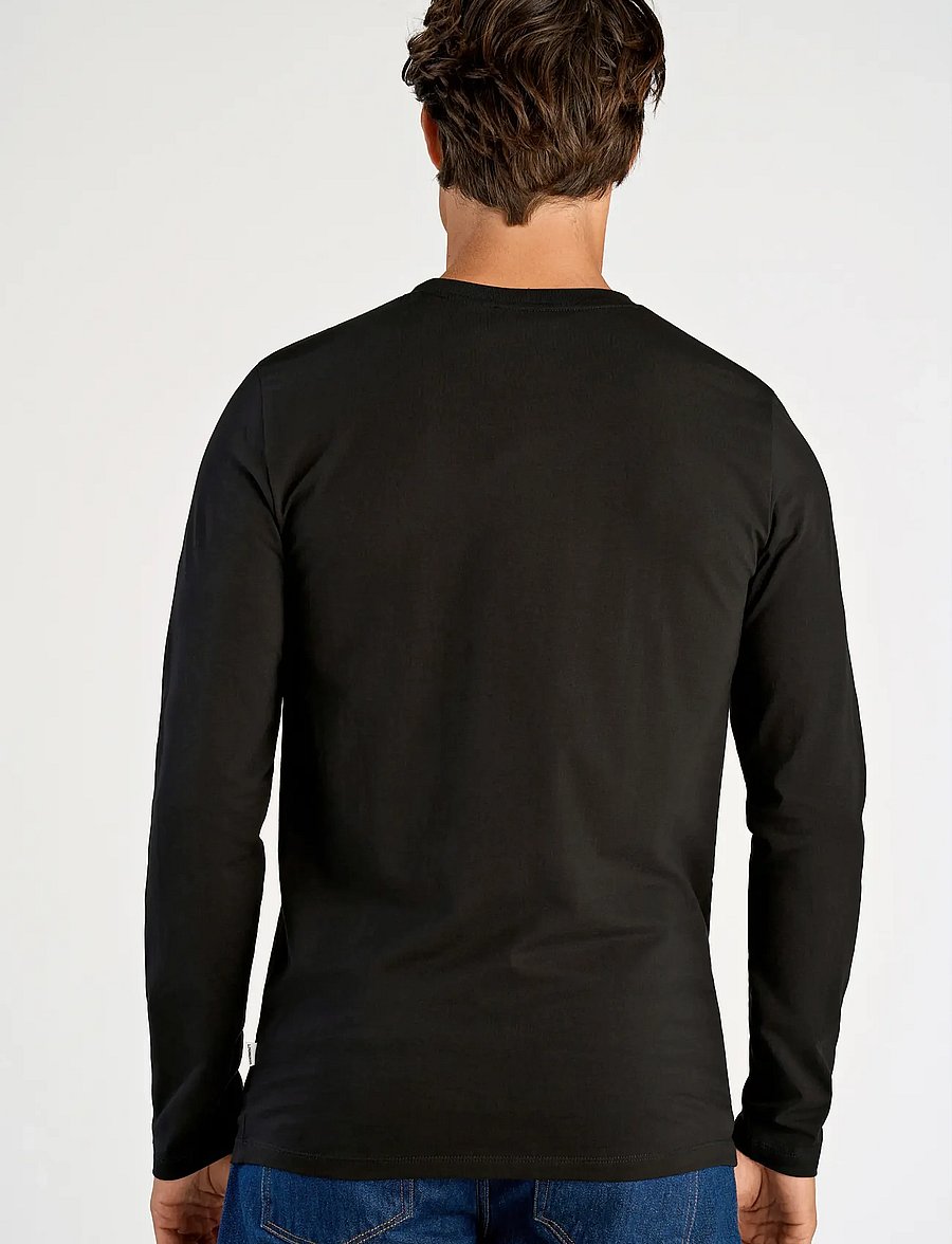 Lindbergh - Basic o-neck stretch tee L/S - långärmade t-shirts - black - 3