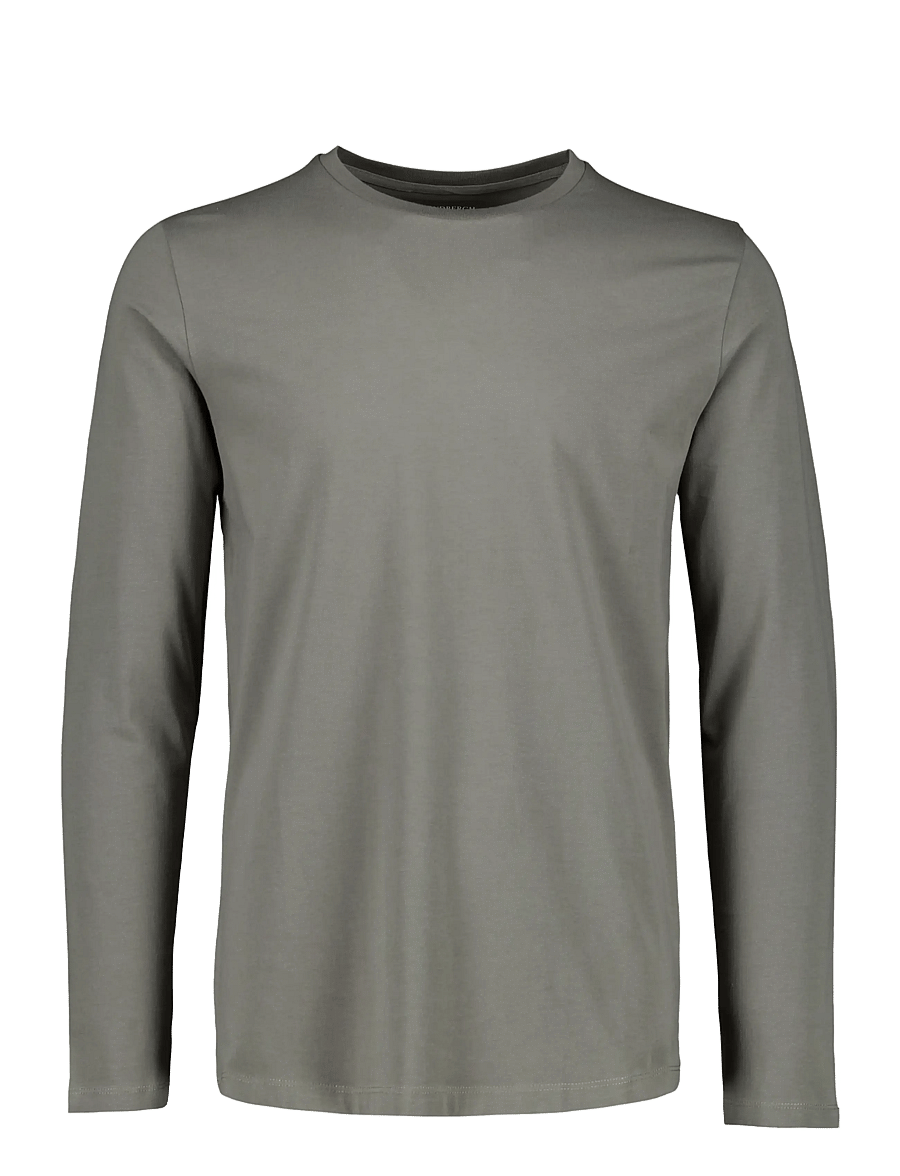 Lindbergh - Basic o-neck stretch tee L/S - long-sleeved t-shirts - dk grey stone - 1