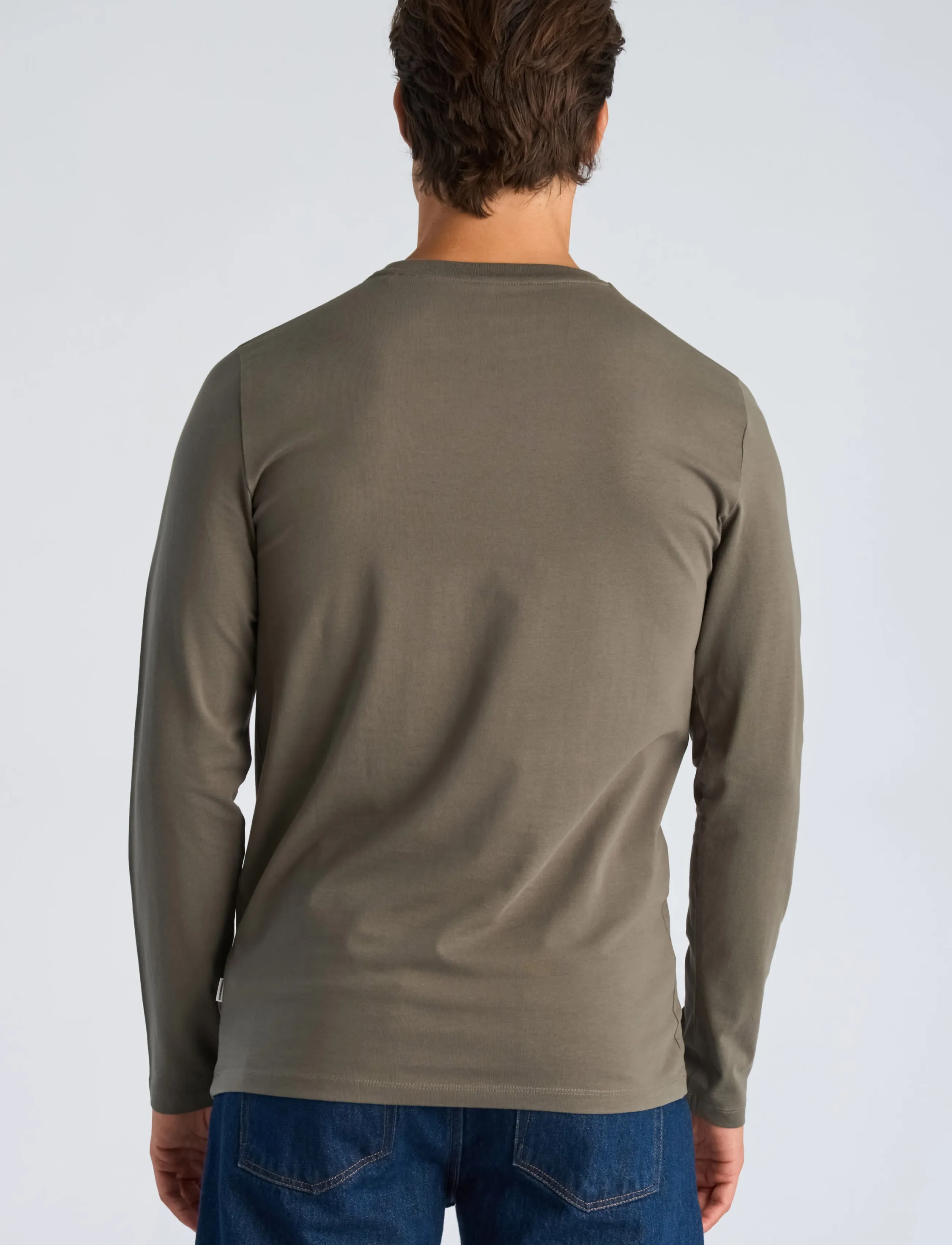 Lindbergh - Basic o-neck stretch tee L/S - långärmade t-shirts - dk grey stone - 4