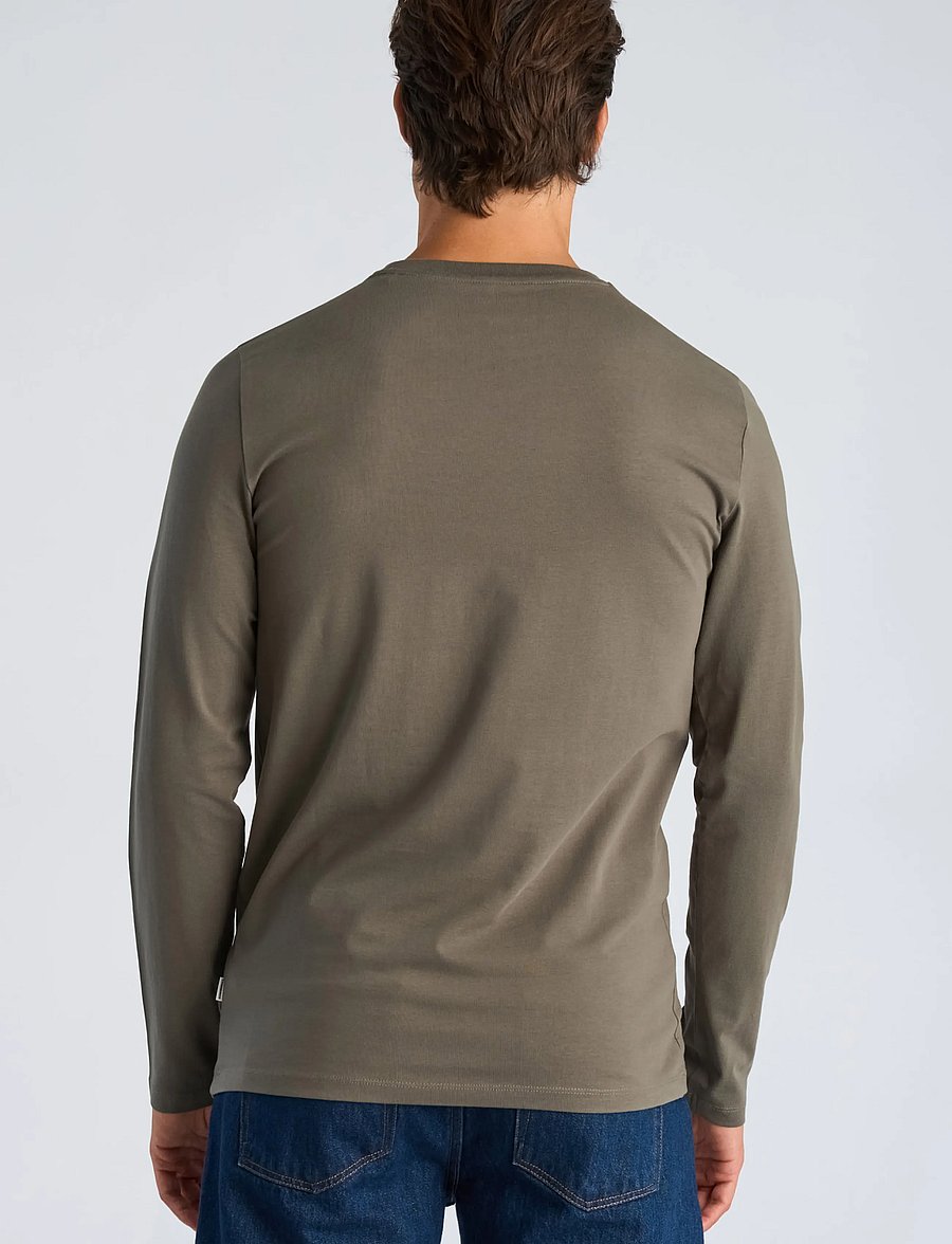 Lindbergh - Basic o-neck stretch tee L/S - long-sleeved t-shirts - dk grey stone - 4