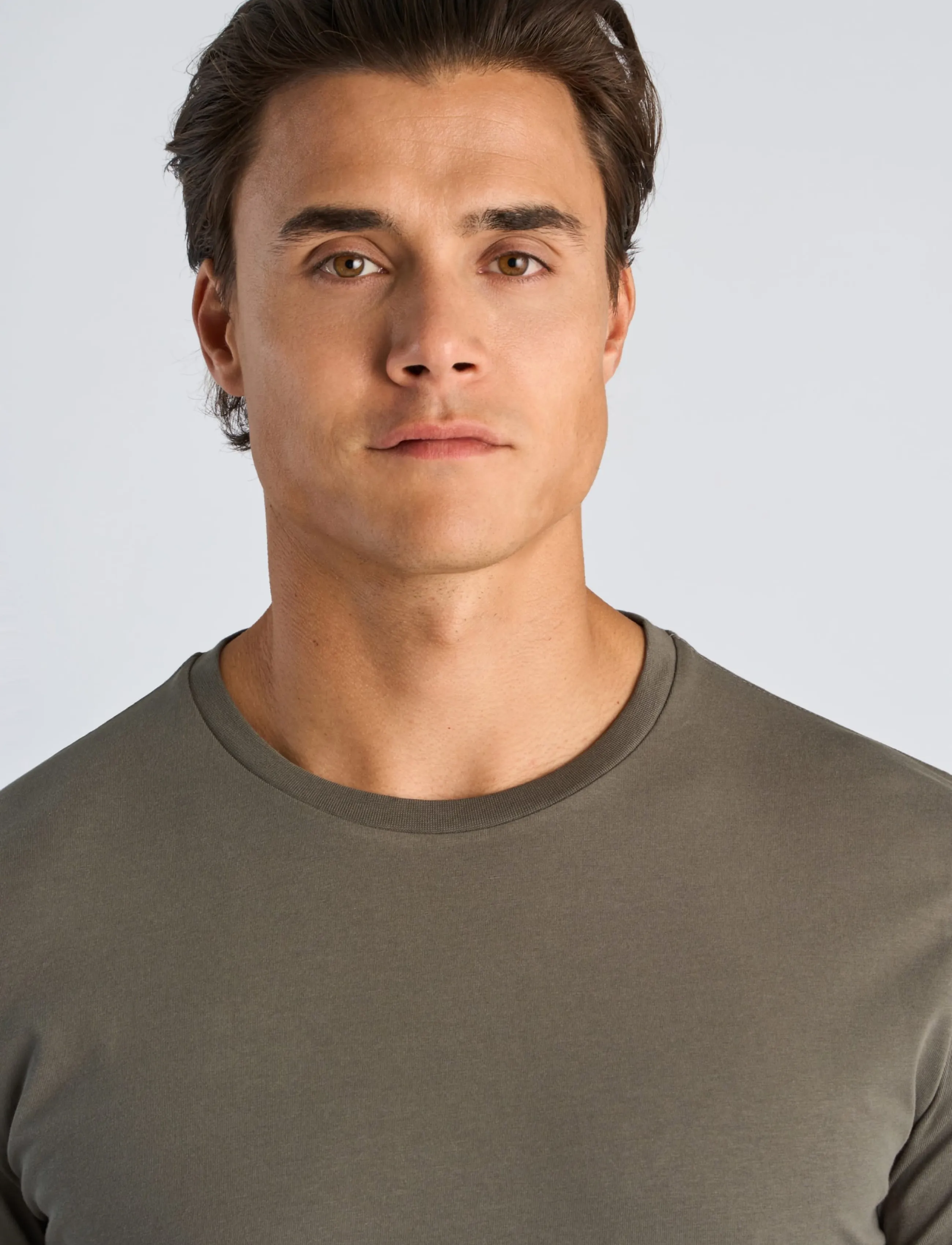 Lindbergh - Basic o-neck stretch tee L/S - långärmade t-shirts - dk grey stone - 5