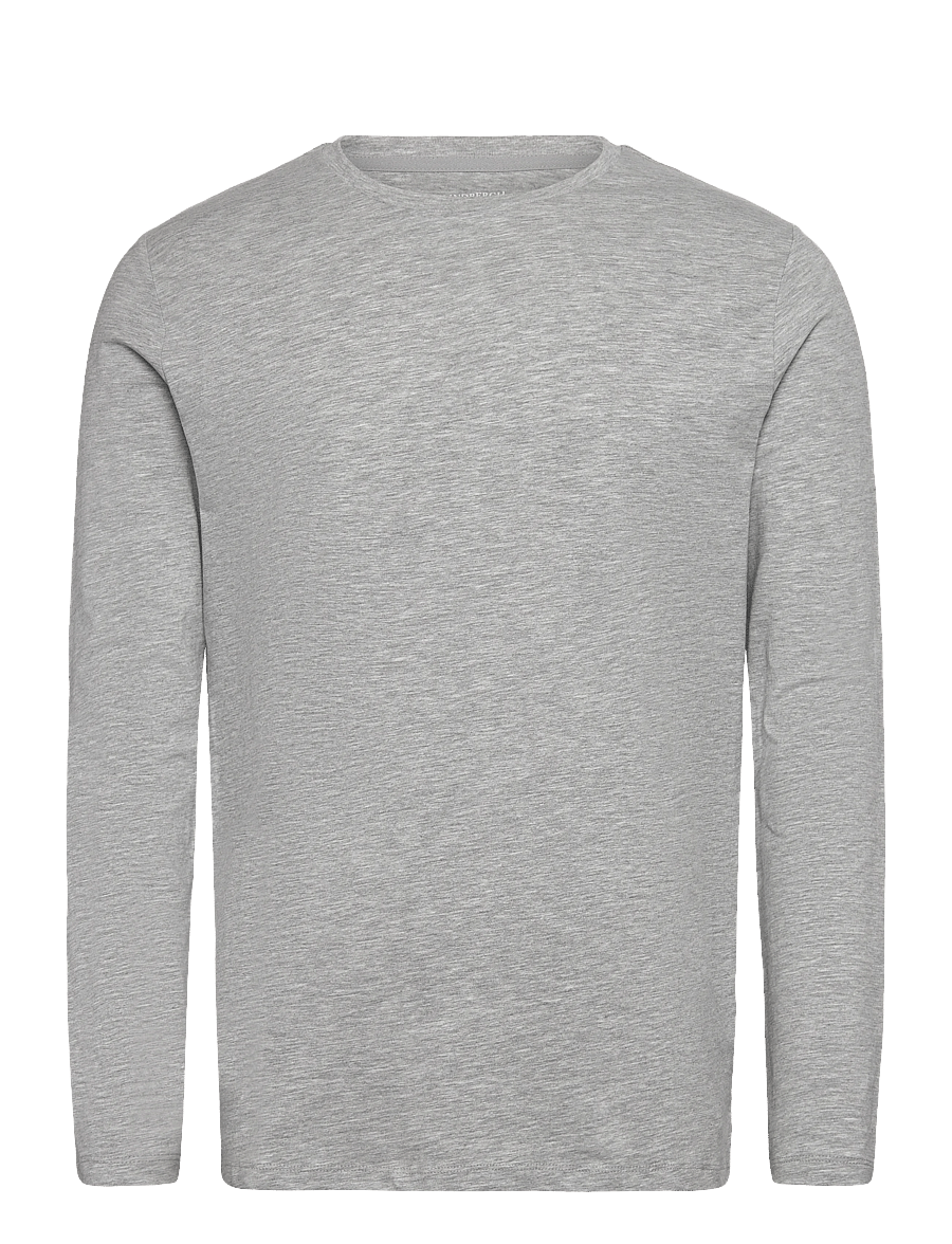 Lindbergh - Basic o-neck stretch tee L/S - t-krekli ar garām piedurknēm - grey mel - 1