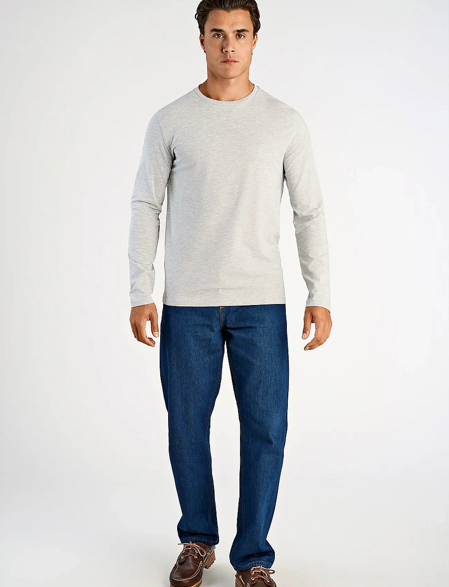 Lindbergh - Basic o-neck stretch tee L/S - t-krekli ar garām piedurknēm - grey mel - 4