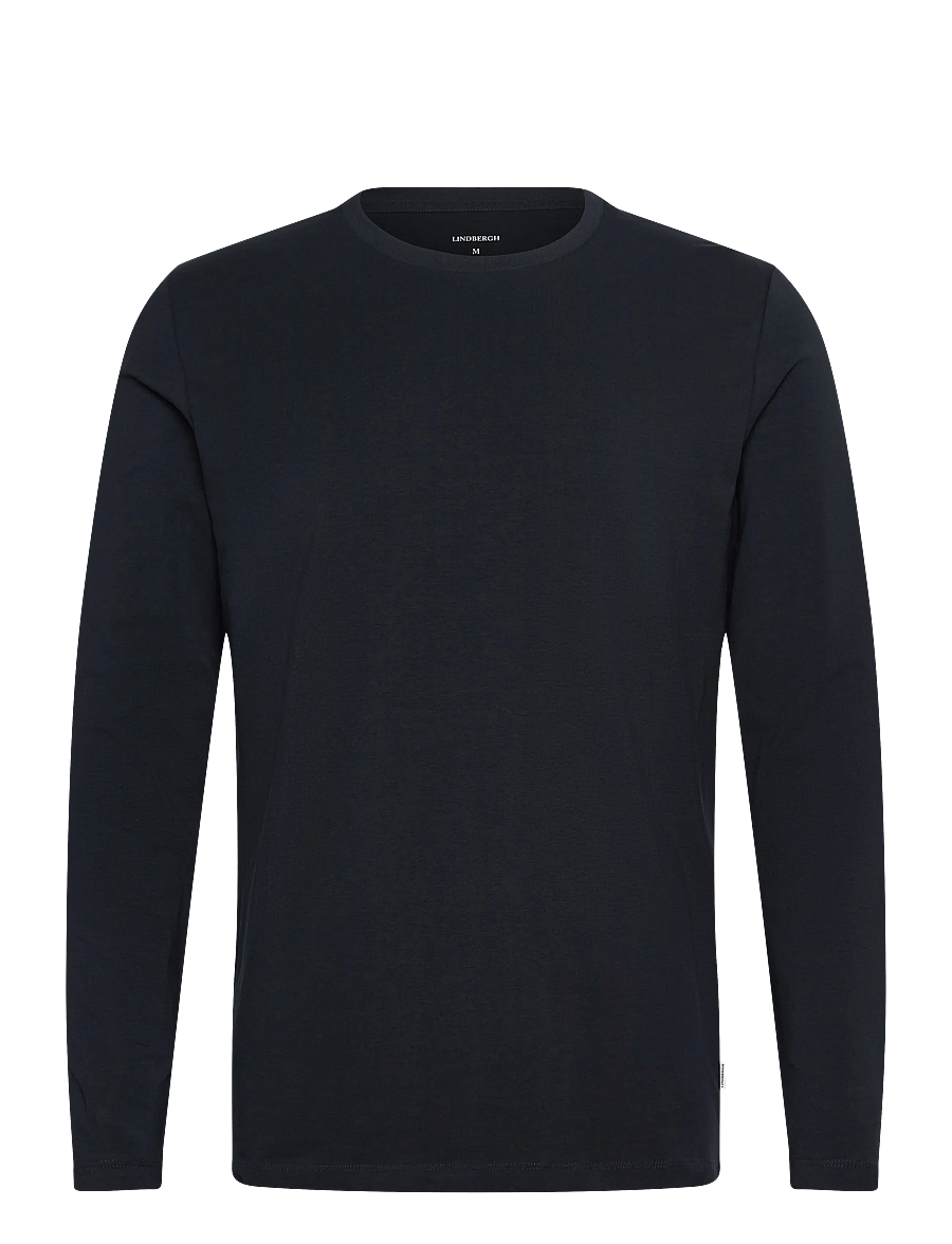 Lindbergh - Basic o-neck stretch tee L/S - langärmelige t-shirts - navy - 1