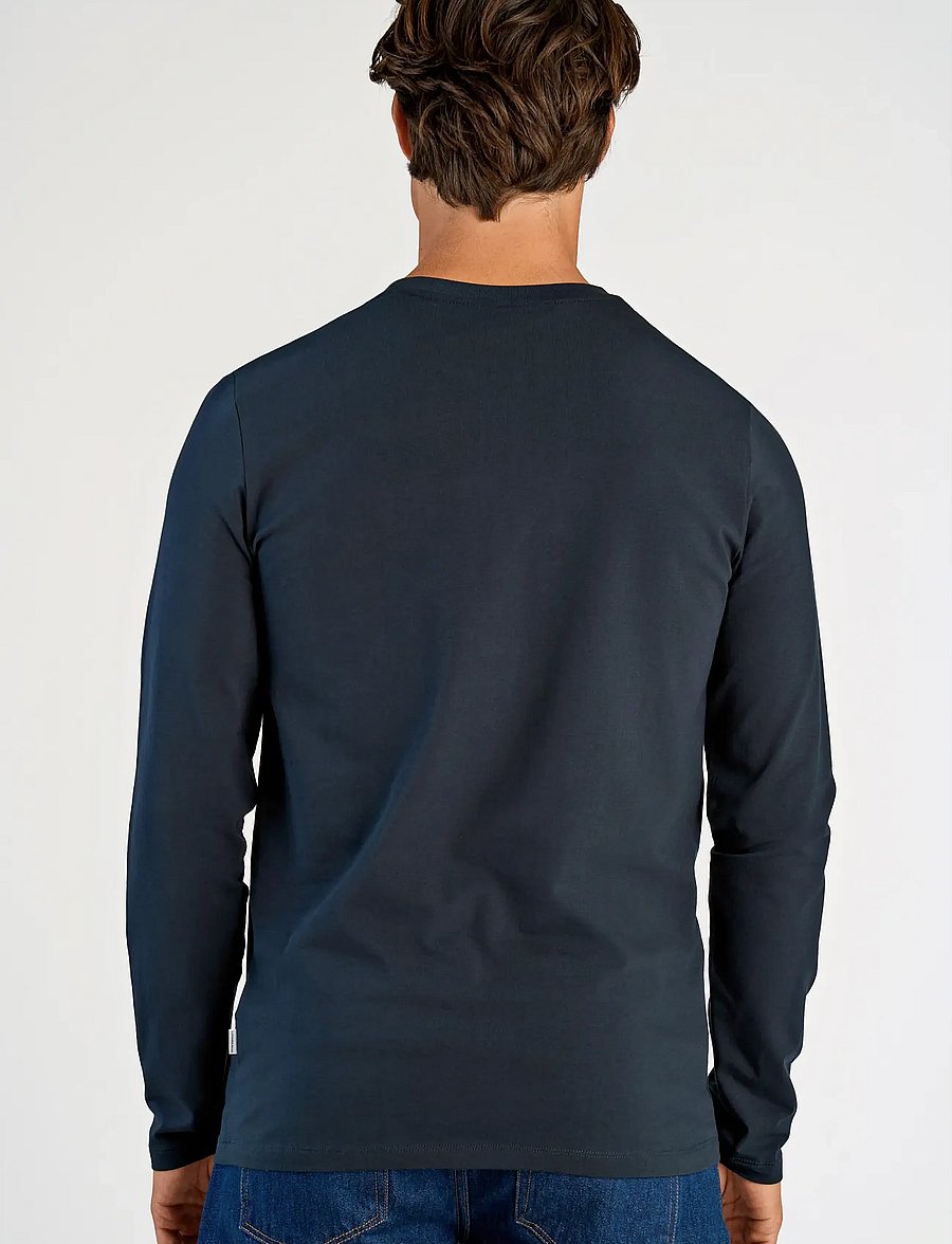 Lindbergh - Basic o-neck stretch tee L/S - langärmelige t-shirts - navy - 3