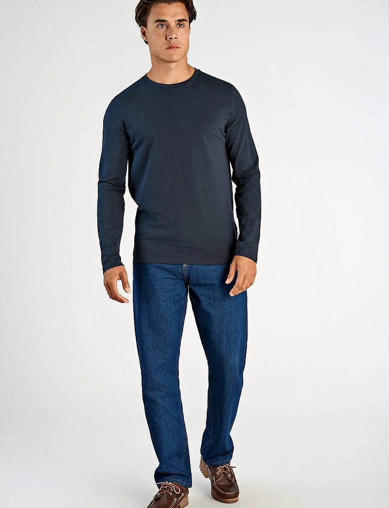 Lindbergh - Basic o-neck stretch tee L/S - langärmelig - navy - 4