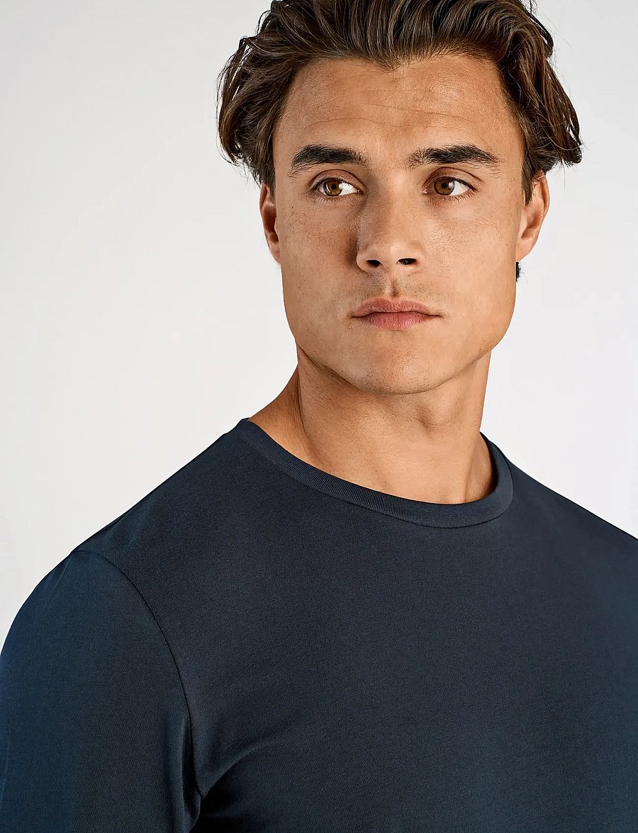 Lindbergh - Basic o-neck stretch tee L/S - langärmelige t-shirts - navy - 5