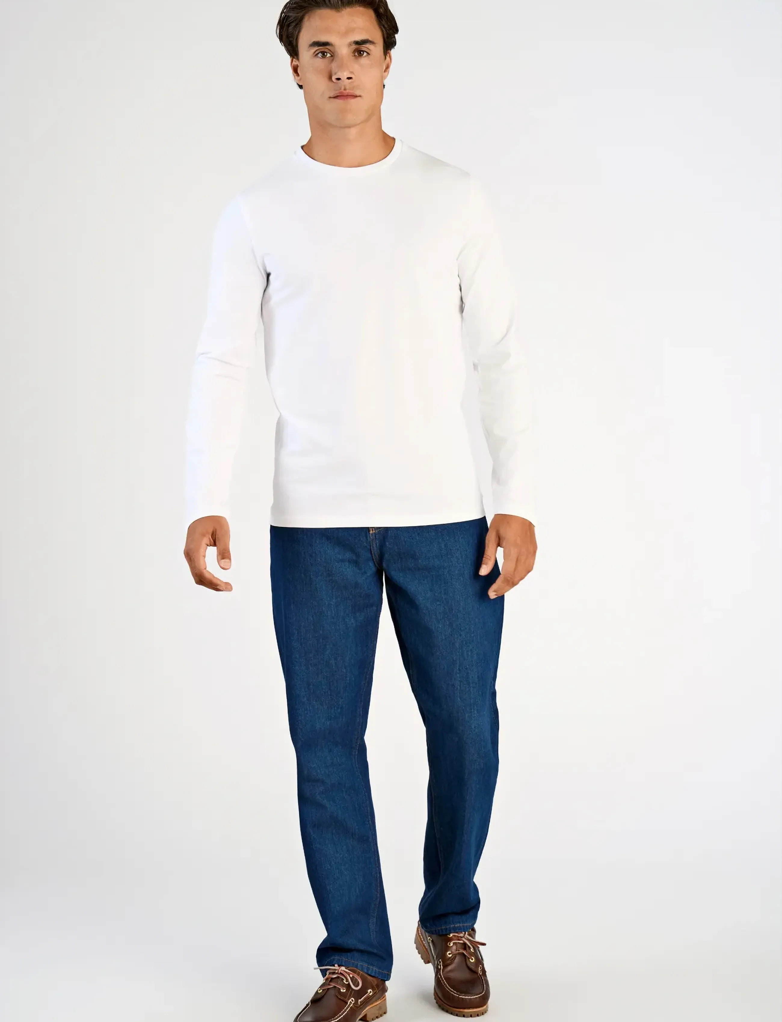 Lindbergh - Basic o-neck stretch tee L/S - zemākās cenas - white - 4