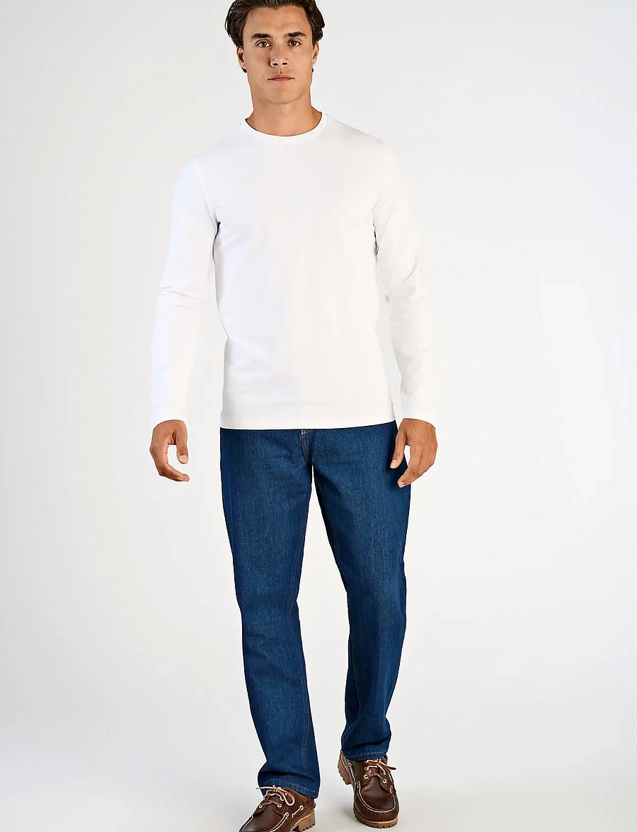 Lindbergh - Basic o-neck stretch tee L/S - t-krekli ar garām piedurknēm - white - 4