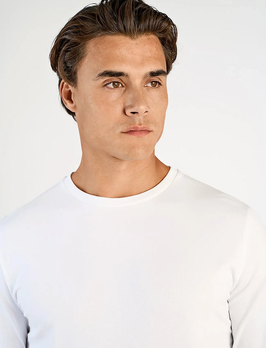 Lindbergh - Basic o-neck stretch tee L/S - t-krekli ar garām piedurknēm - white - 5