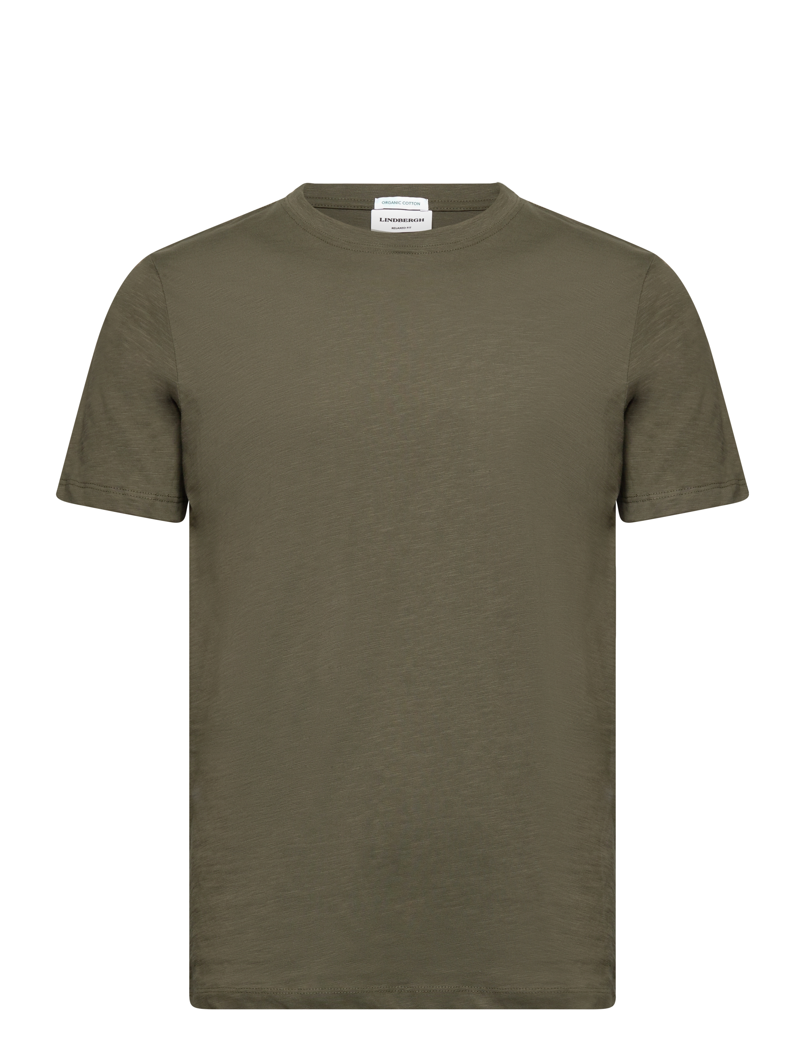 Lindbergh Organic slub yarn o-neck tee S/S - T-shirts - ARMY / khaki/green
