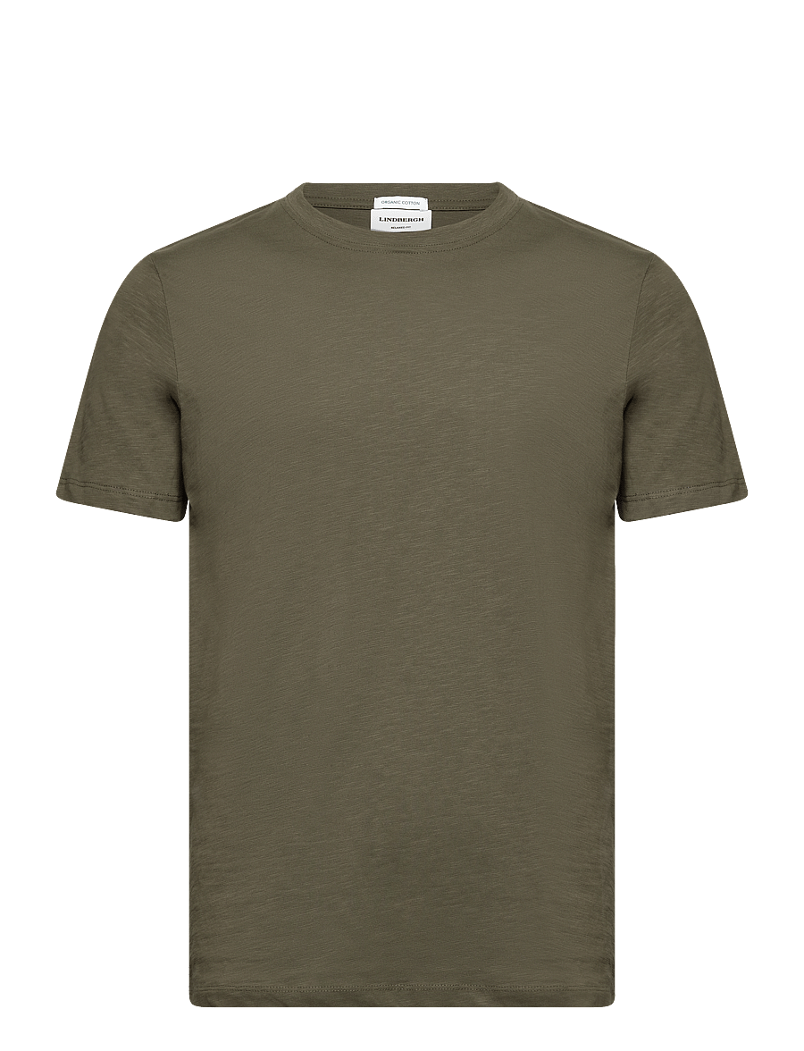 Lindbergh - Organic slub yarn o-neck tee S/S - t-shirts à manches courtes - army - 1