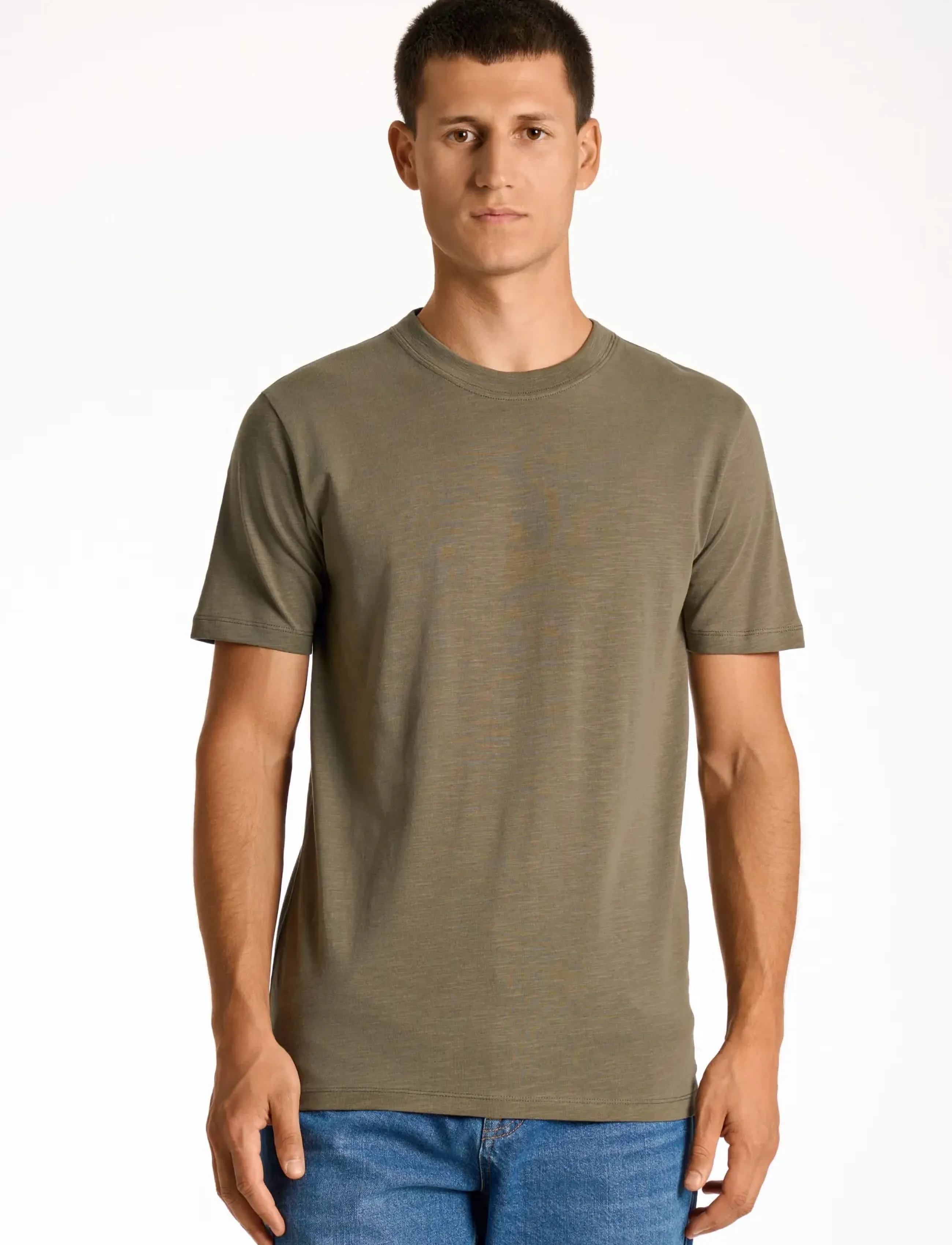 Lindbergh - Organic slub yarn o-neck tee S/S - t-shirts à manches courtes - army - 3
