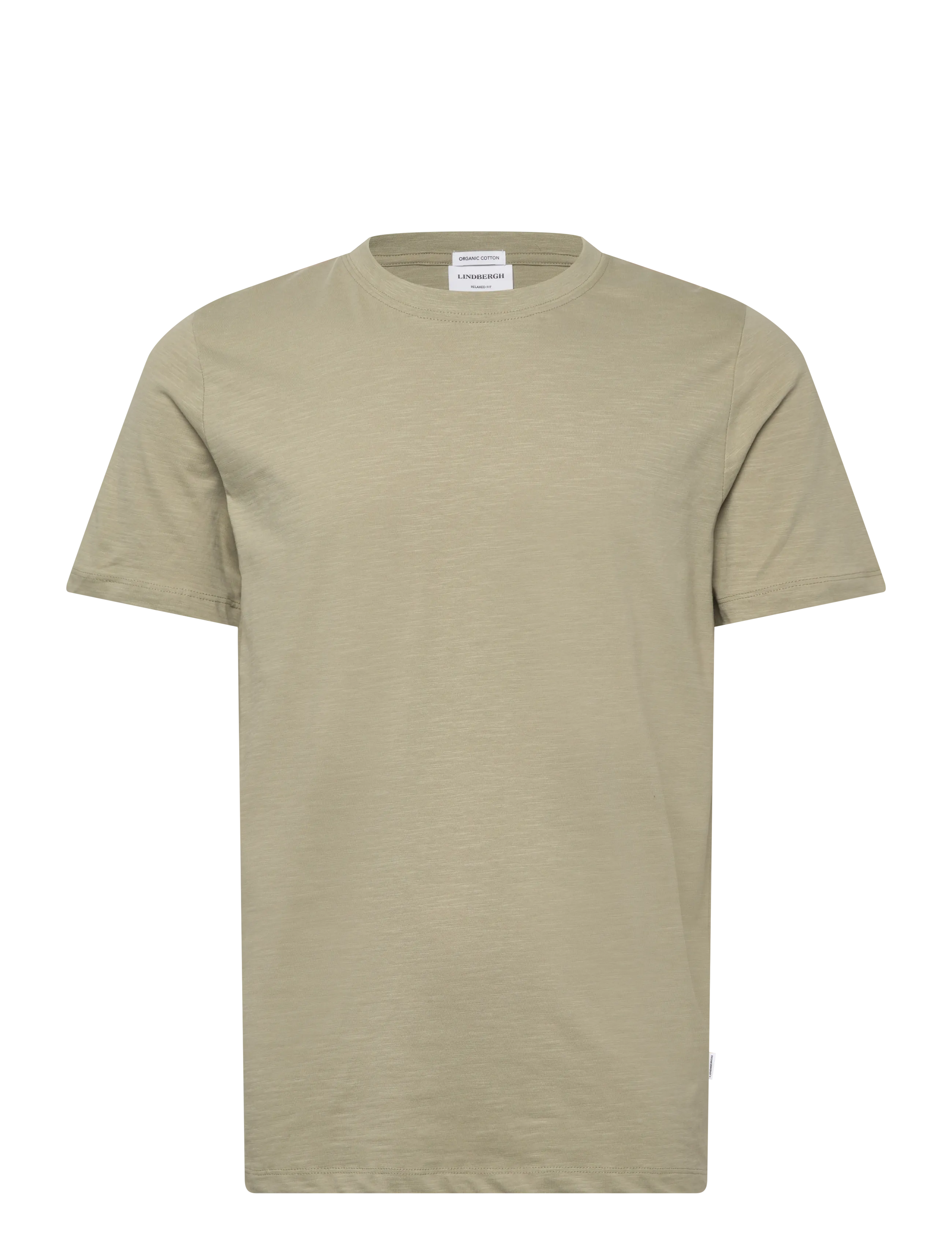 Lindbergh Organic slub yarn o-neck tee S/S - T-shirts - DUSTY GREEN / green
